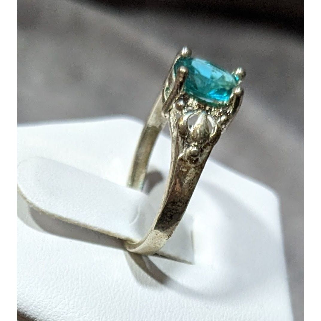 Other Whimsical Sterling Silver Ring With Teal Stone Size 8 Size ONE SIZE - 4 Thumbnail