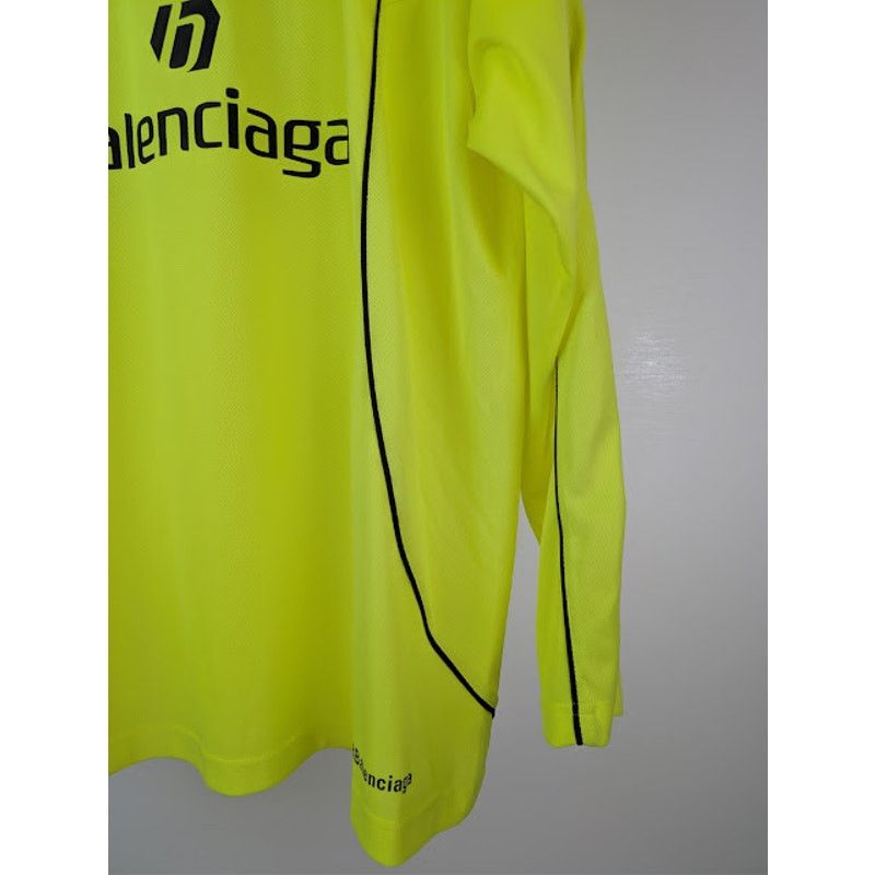 Balenciaga o1rshd1 Soccer Fluo Paris Tech Jersey T-Shirt in Fluo Yellow Size US L / EU 52-54 / 3 - 5 Thumbnail