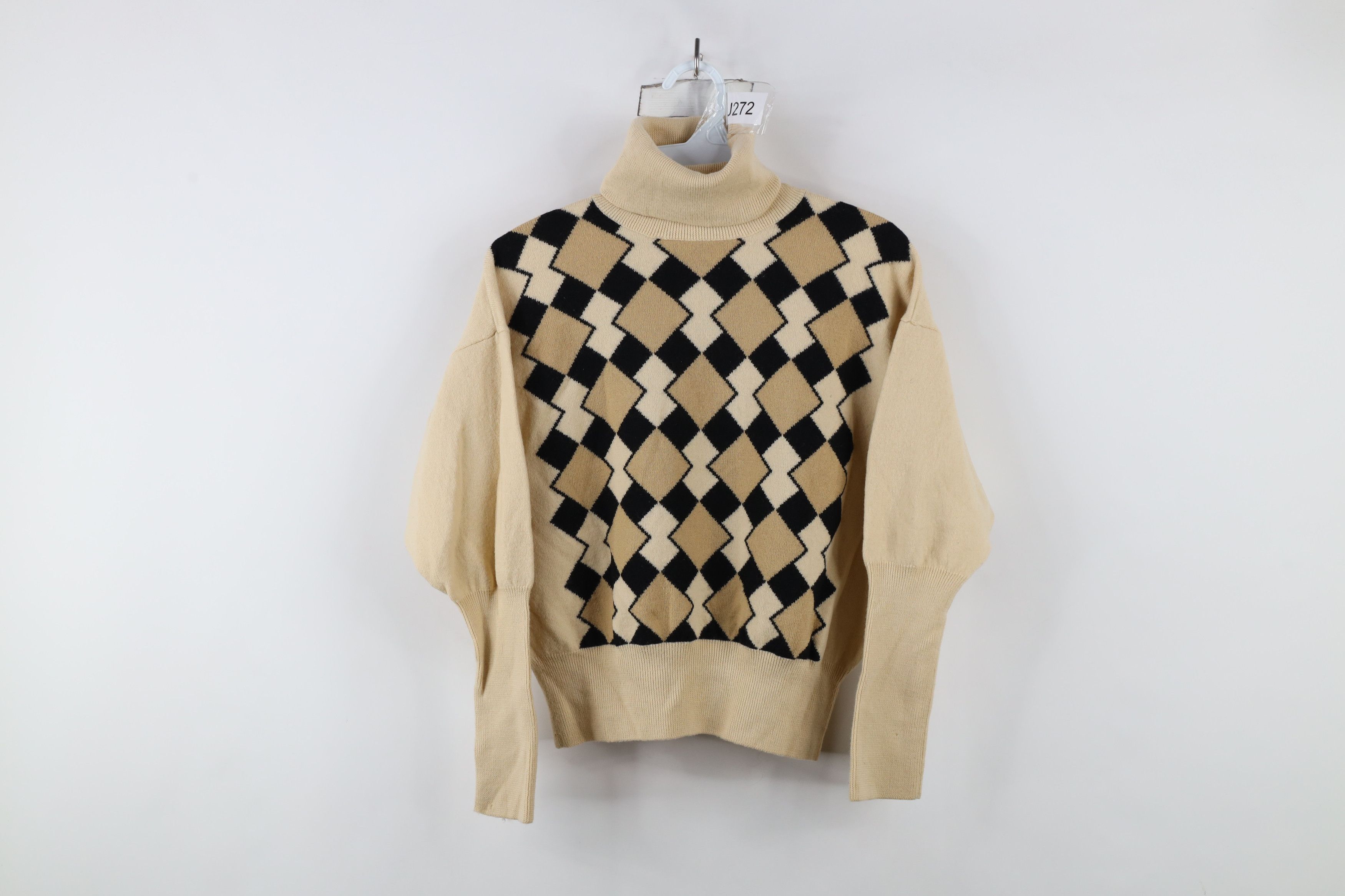 DKNY × Vintage Vintage 90s DKNY Wool Knit Diamond Turtleneck Sweater Size L / US 10 / IT 46 - 1 Thumbnail