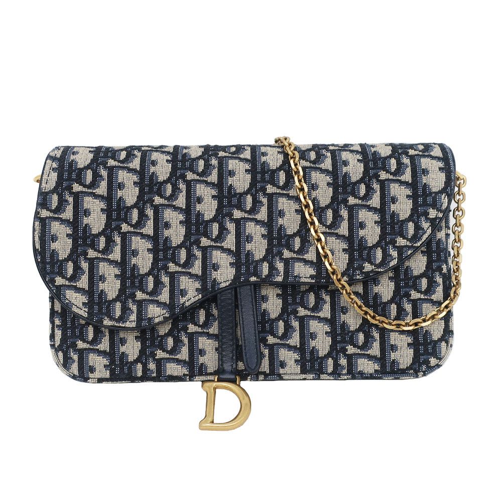 Dior Chain Pouch Shoulder Bag Jacquard Oblique Black