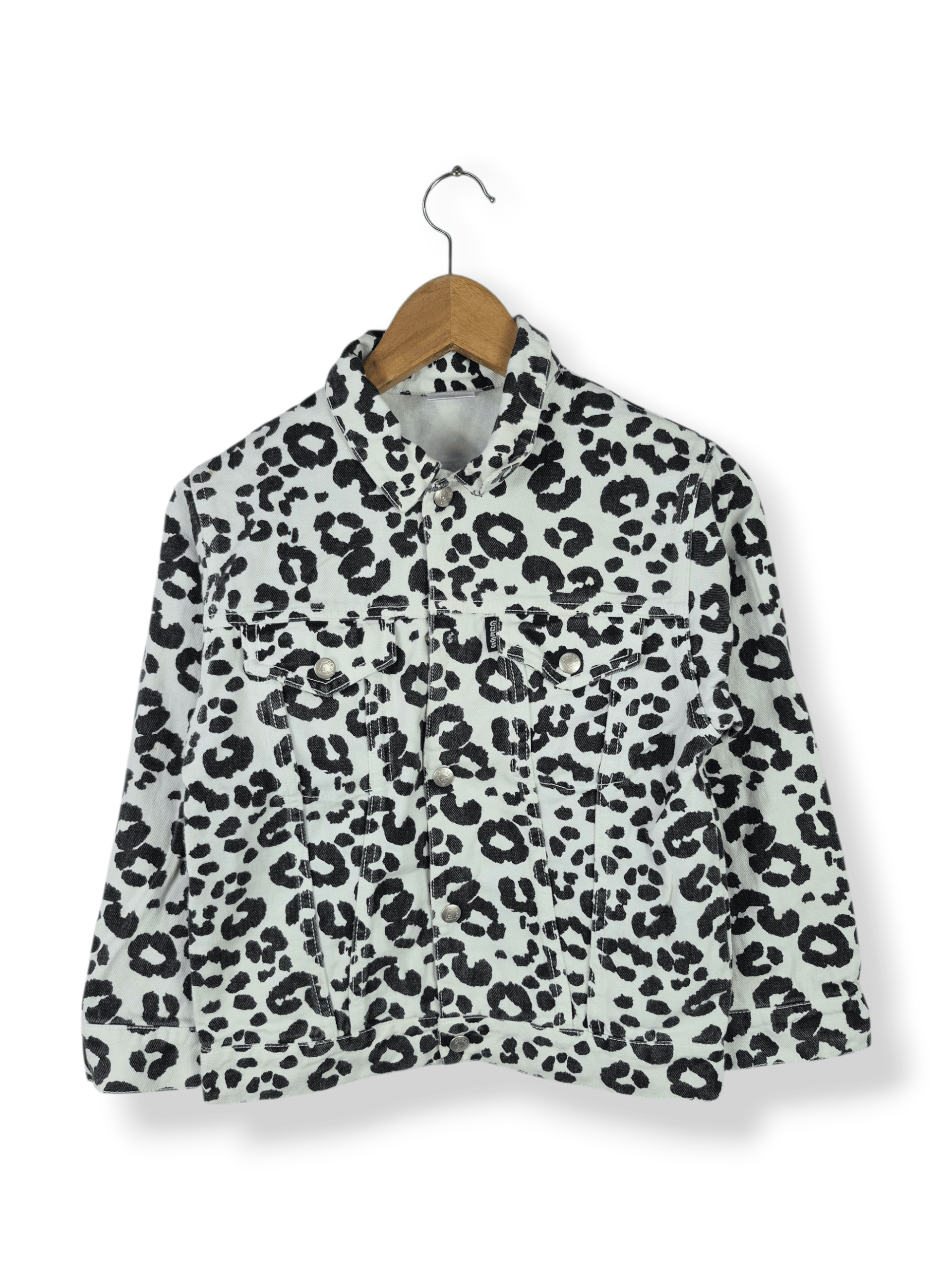 Guess 🔥 Vintage Baby Guess Leopard Print Denim Jacket Size XXS / US 00 / IT 34 - 1 Thumbnail