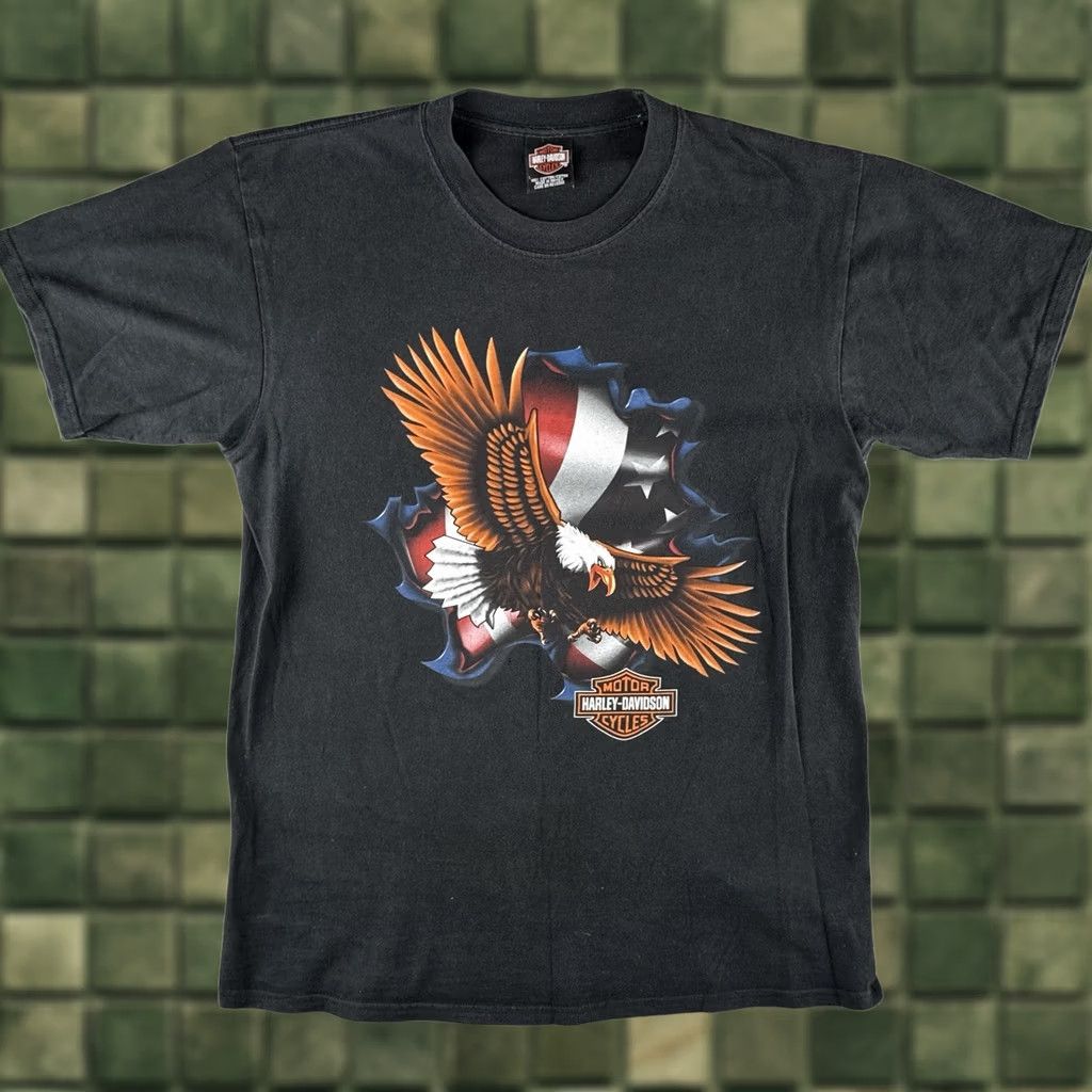 Harley Davidson VINTAGE 2004 Harley Davidson T-Shirt Black L Al Muth Eagle Flag Mens Size US L / EU 52-54 / 3 - 1 Thumbnail