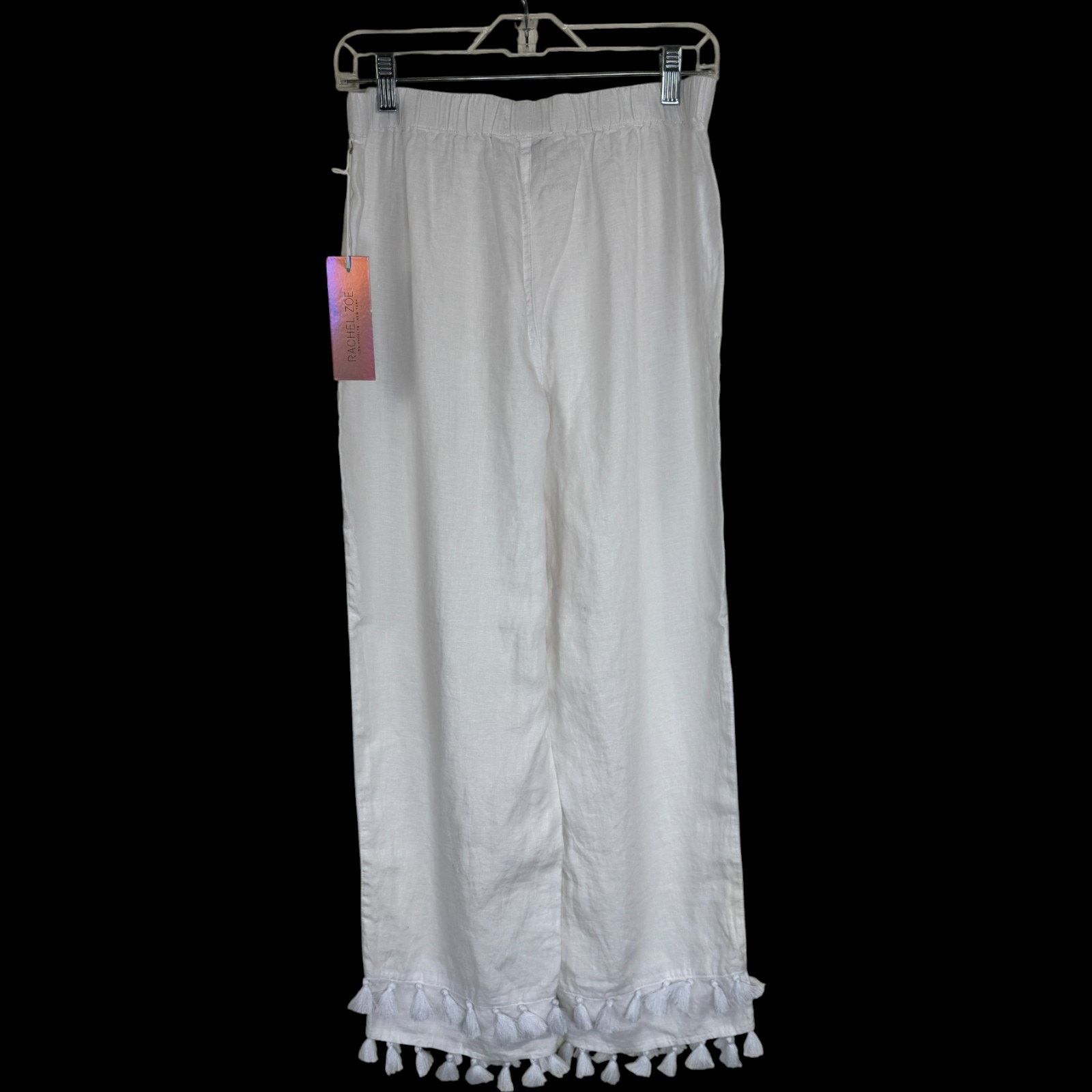 Rachel Zoe Rachel Zoe Linen Pants M White Tassel Wide Leg 100% Linen Size 26" / US 2 / IT 38 - 8 Thumbnail