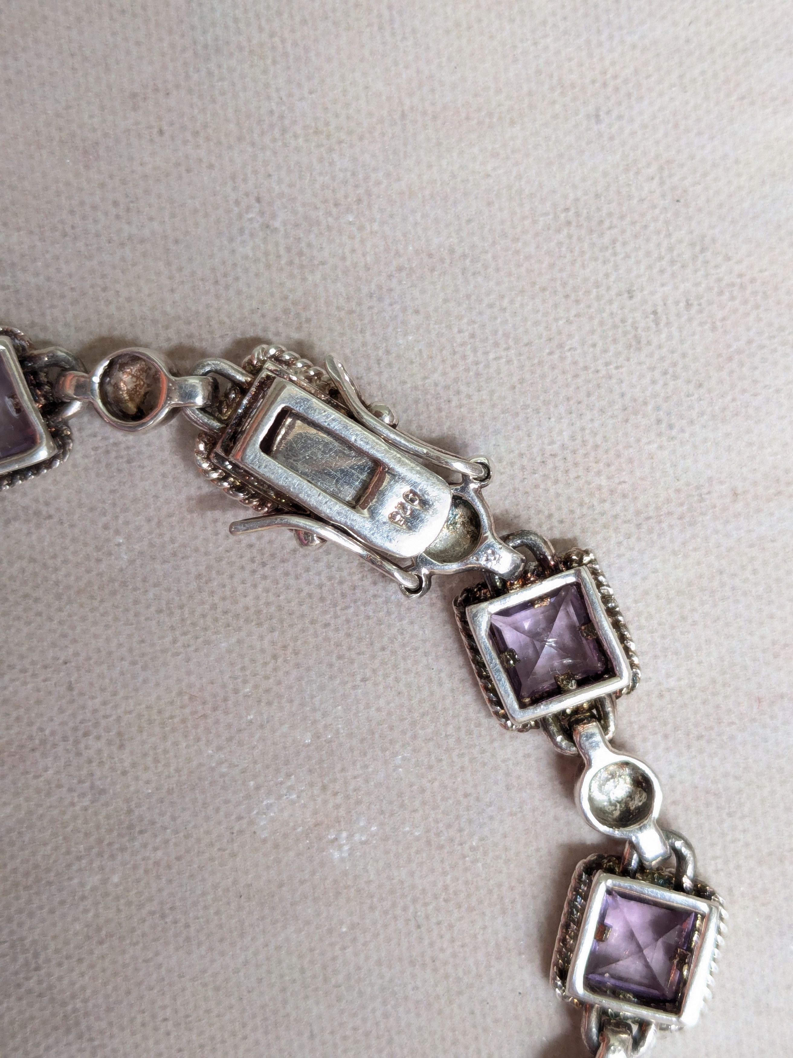 Sterling Silver Sterling Silver Tennis Bracelet Purple Amethyst Square 7.25 Size ONE SIZE - 12 Thumbnail