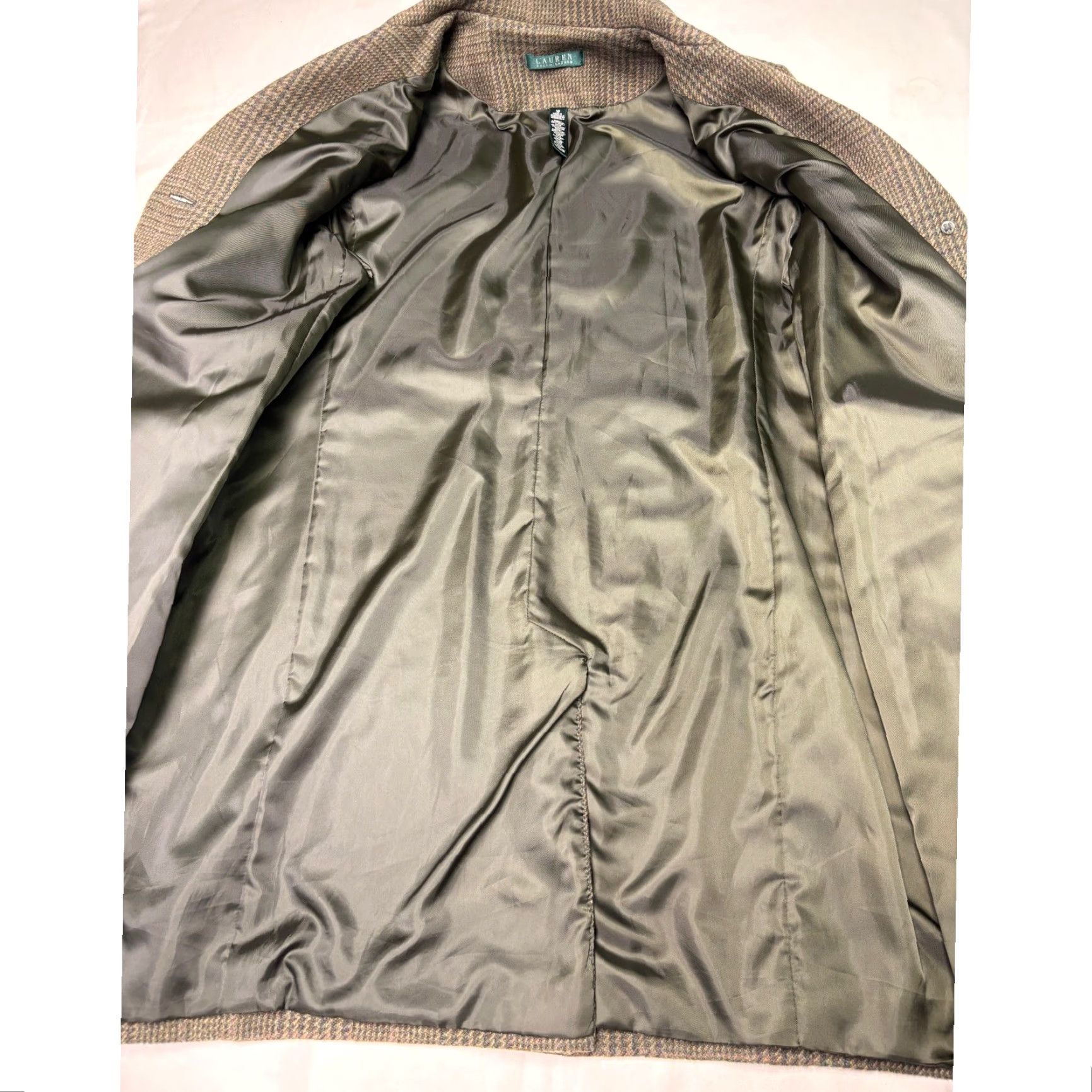 Ralph Lauren VINTAGE Lauren Ralph Lauren Coat Wool Blend Glen Plaid Brown Tan Leather Trim Size 16 Size XXL / US 16-18 / IT 52-54 - 6 Thumbnail