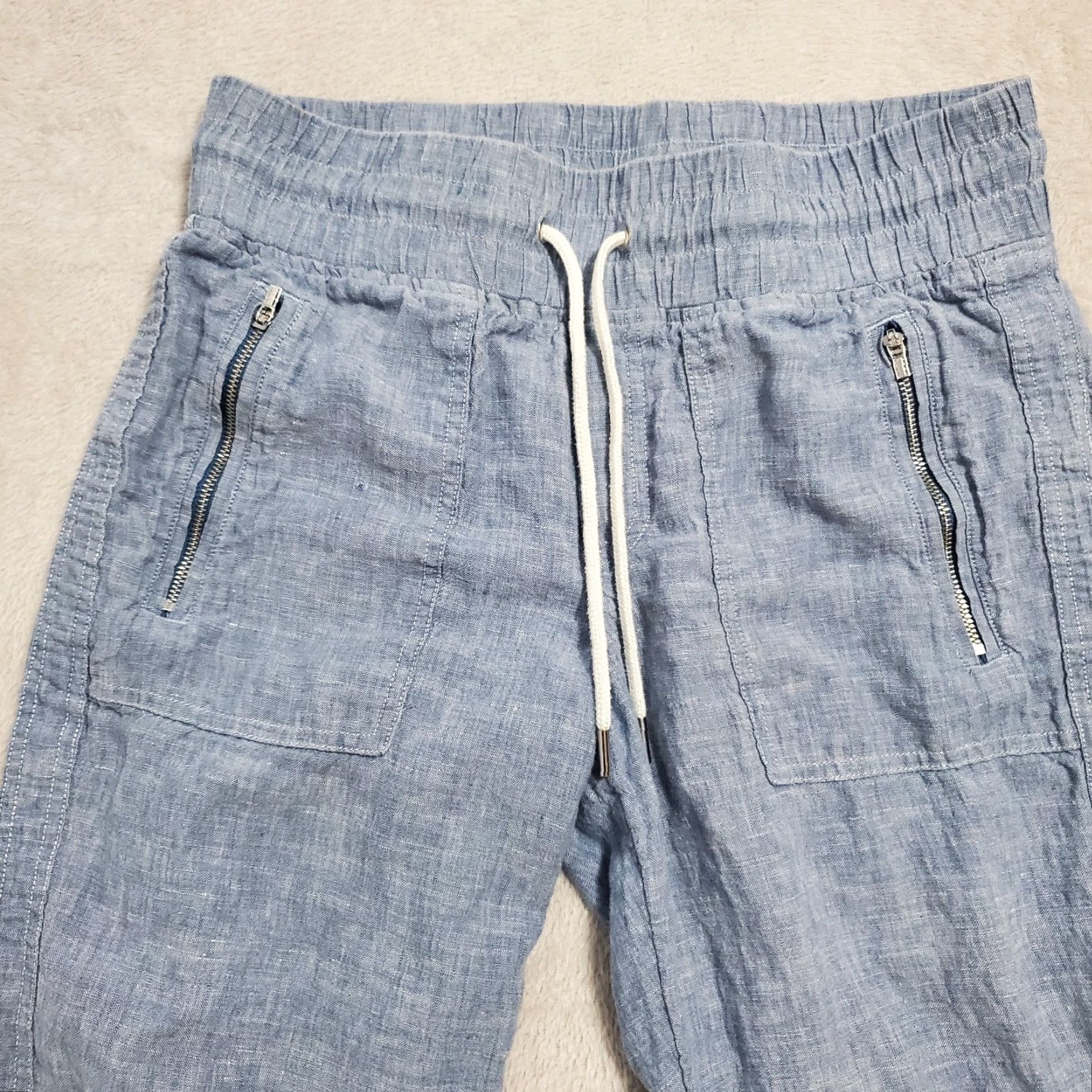 Athleta Athleta Pants Women 6P Blue Cabo Linen Jogger Elastic Waist Zip Pockets Beachy Size 28" / US 6 / IT 42 - 4 Thumbnail