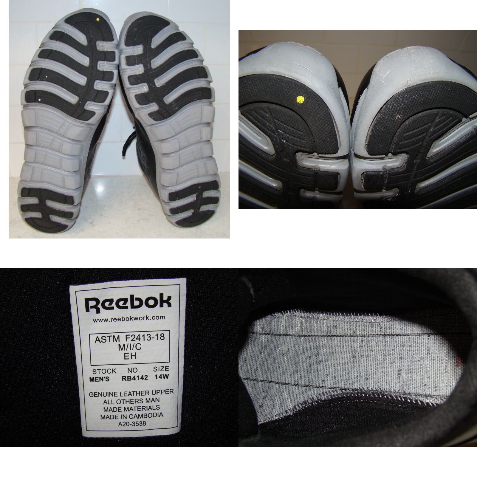 Reebok VINTAGE? No, but adjust: Reebok Work Mens Size 14 W Black Leather Mid Cut Boots ASTM F2413-18 EH Work Boots Size US 14 / EU 47 - 8 Thumbnail