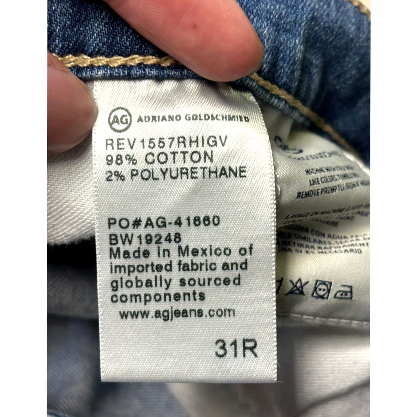 Vintage AG Adriano Goldschmied Cropped Denim Jeans - Premium Fit 31x25 Size 24" / US 00 / IT 34 - 7 Thumbnail