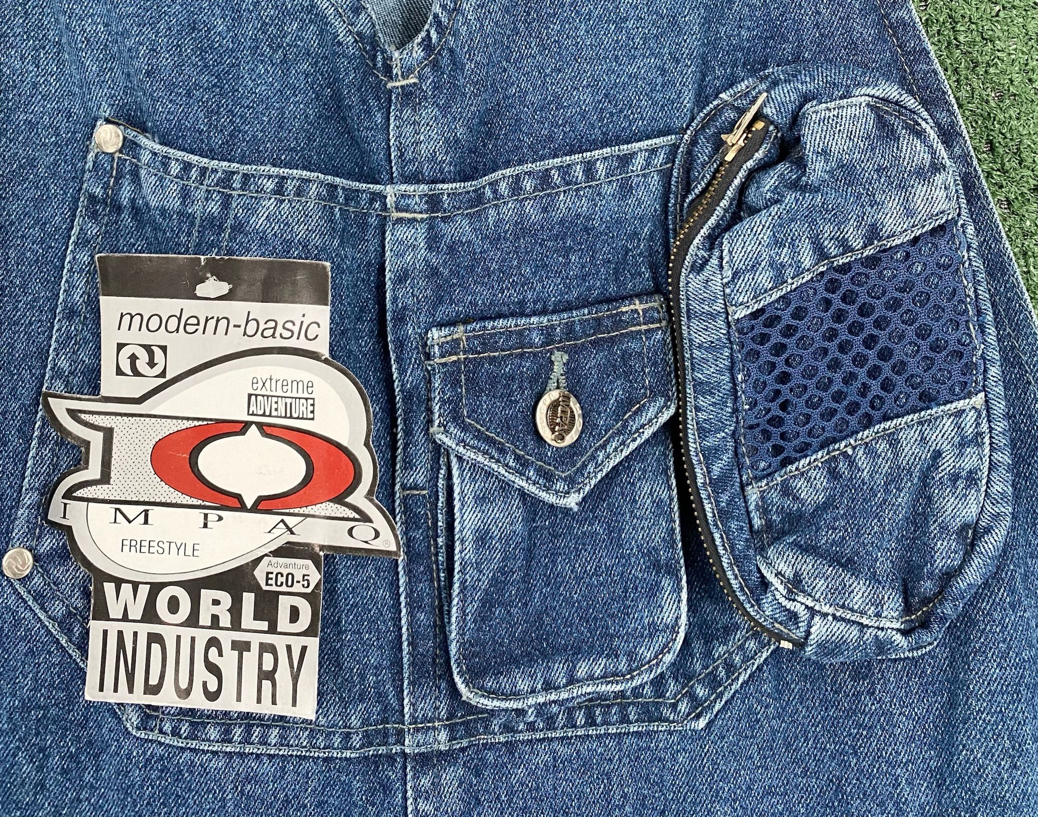 Vintage NEW VTG Y2K Impaq IQ Carpenter Baggy Denim Overalls XL Size US 41 - 3 Thumbnail