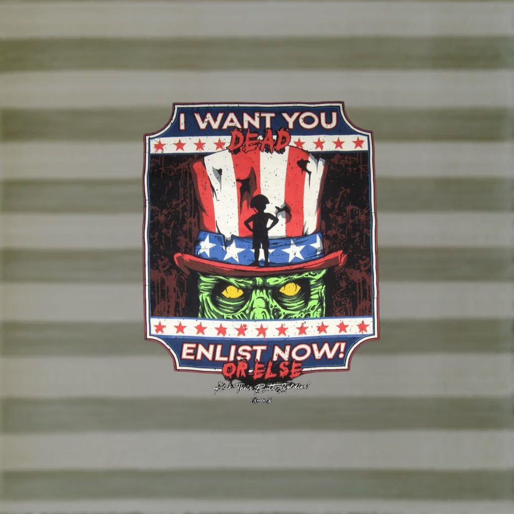 Gildan UNCLE SAM Zombie I Want You Dead or Else Enlist Now Scary USA t shirt Men's XL Size US XL / EU 56 / 4 - 1 Thumbnail