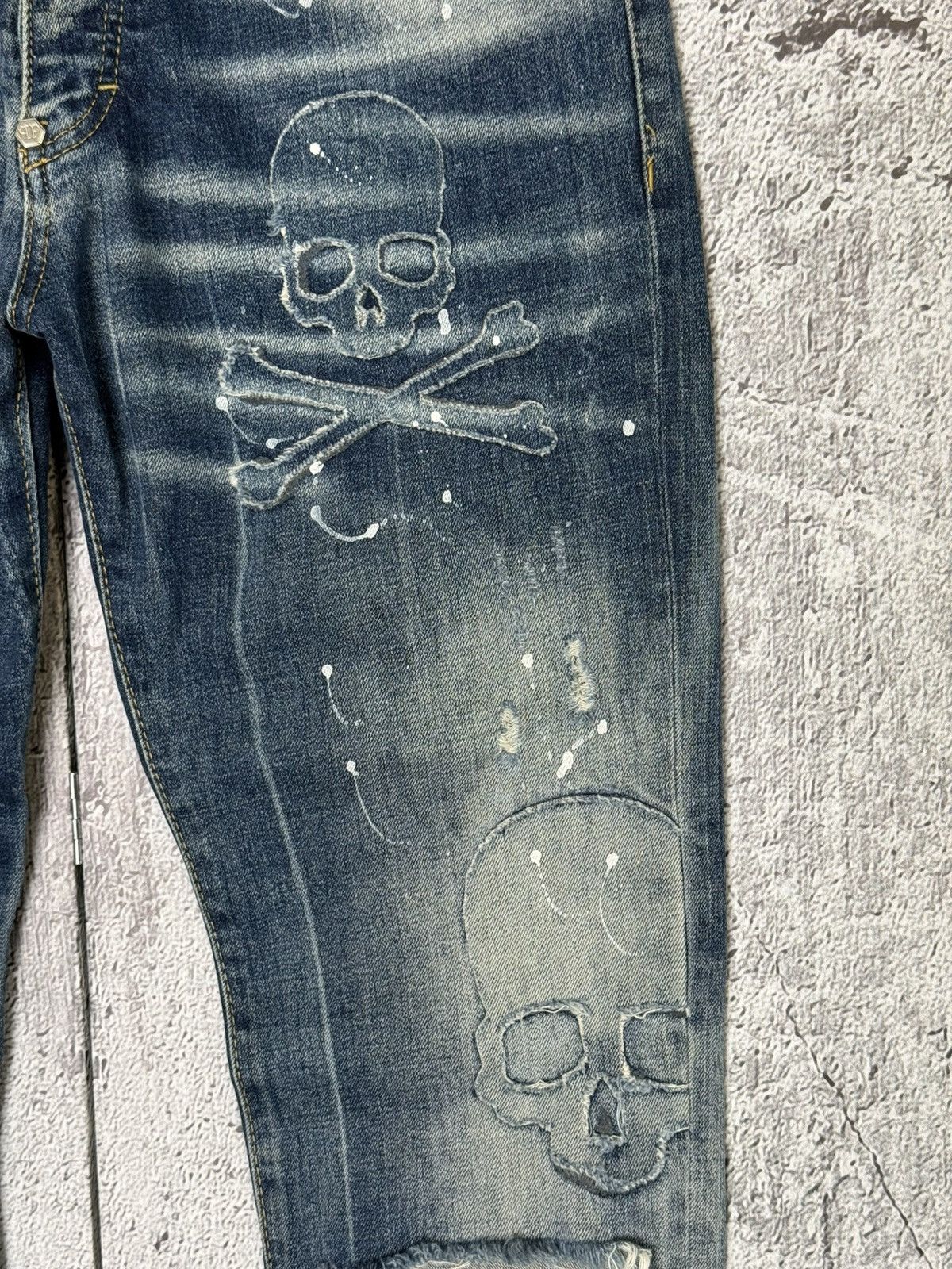 Philipp Plein Philipp Plein Jeans Skull Crossbones Distressed Denim Pants Size US 32 / EU 48 - 5 Thumbnail