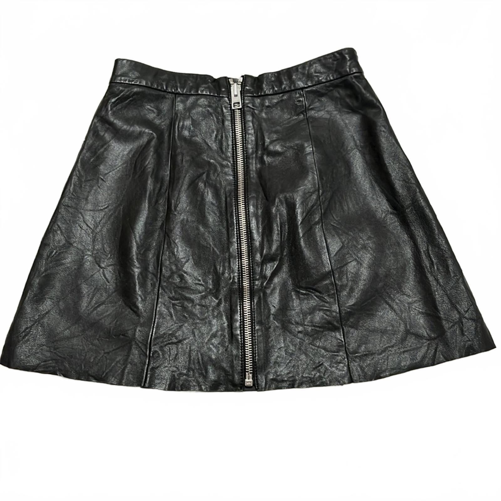 Allsaints All Saints Black Leather Mini Skirt Size 28" / US 6 / IT 42 - 4 Thumbnail