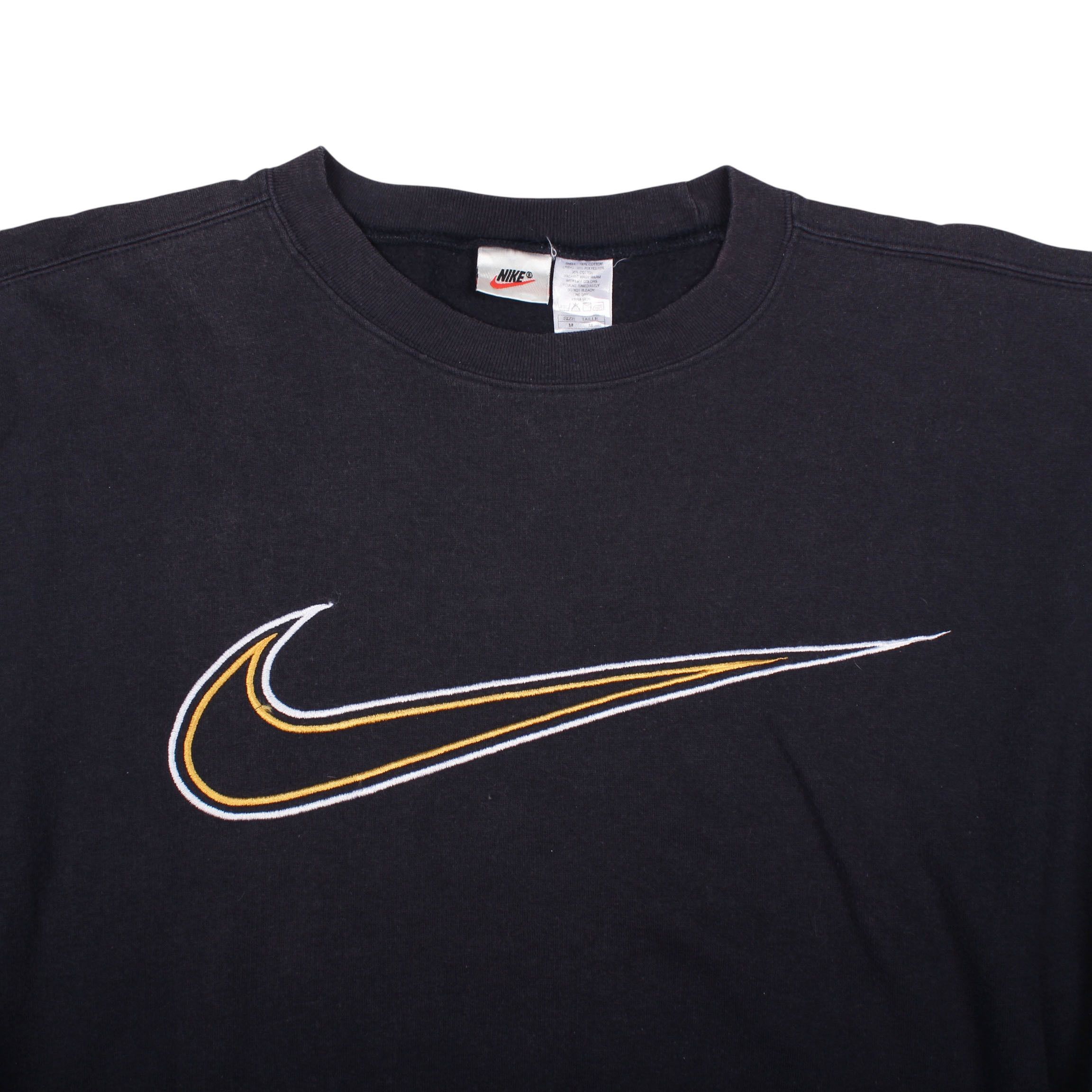 Nike Nike Big Swoosh Sweatshirt Black Crewneck 90s Y2K Size US M / EU 48-50 / 2 - 3 Thumbnail
