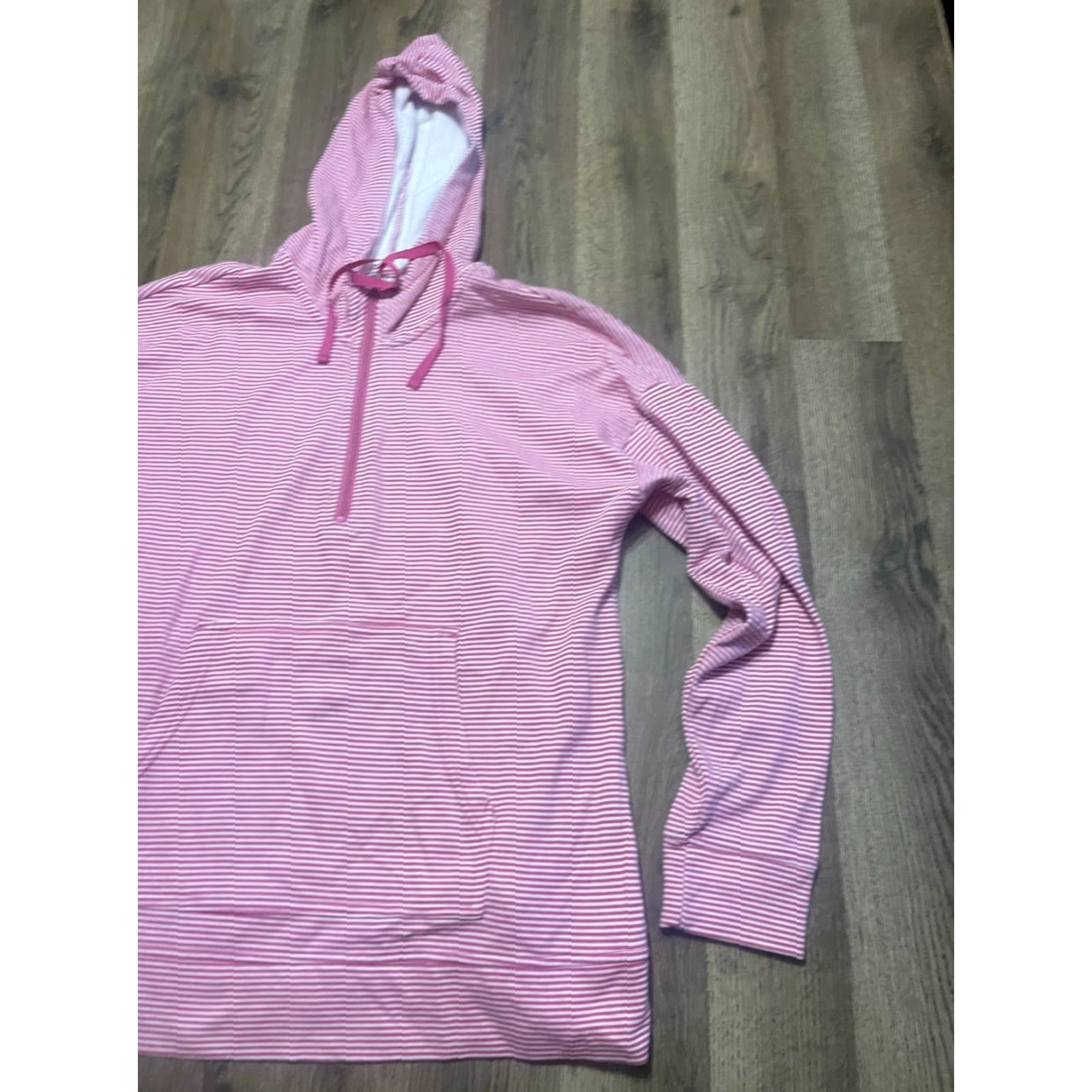Croft & Barrow Croft & Barrow Hoodie Women's Large Pink Striped Long Sleeve Pullover Casual Fall Spring Summer Size L / US 10 / IT 46 - 4 Thumbnail