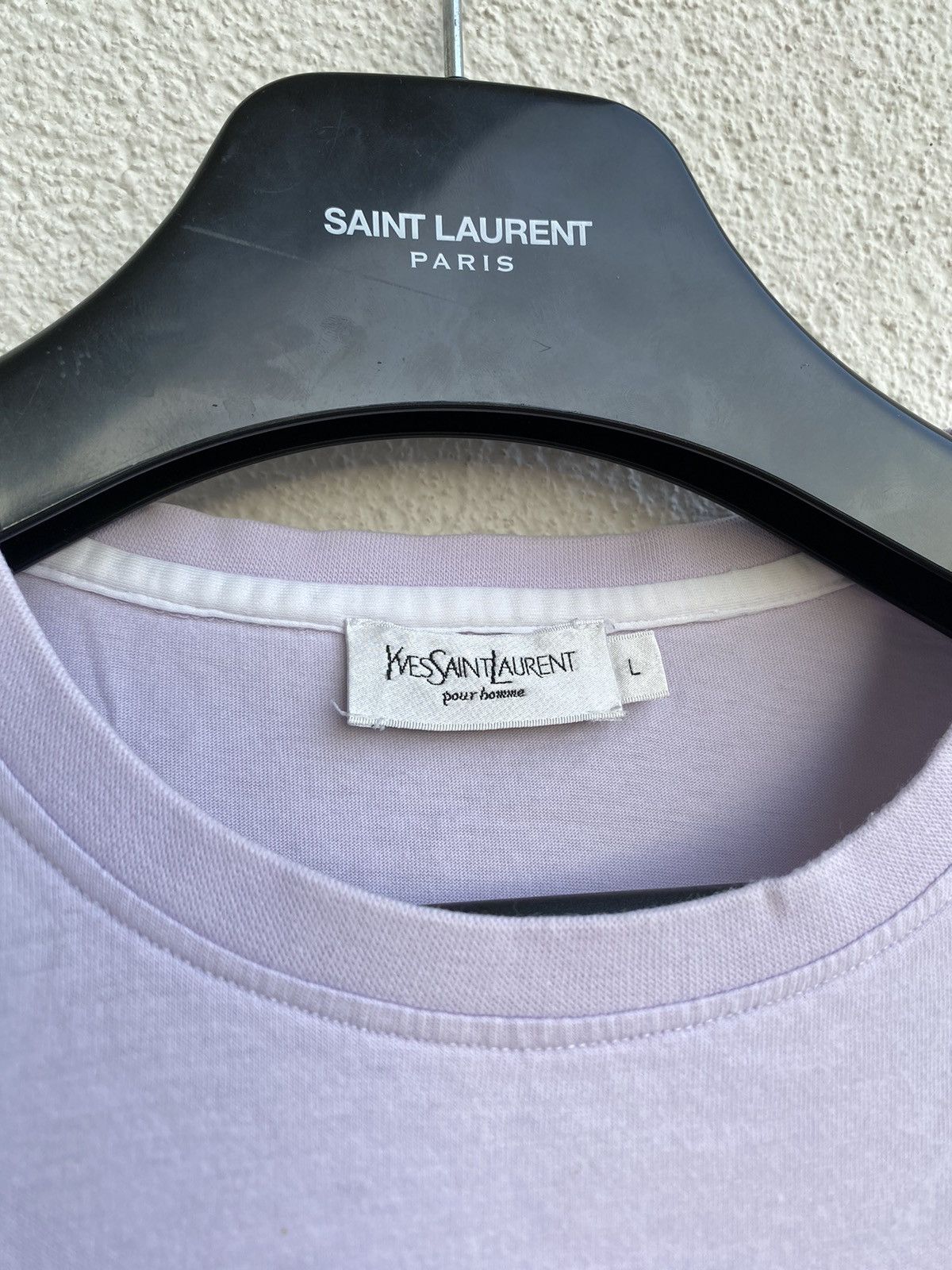 Yves Saint Laurent Lilac YSL T-Shirt Big Logo Double Layer YSL Shirt YSL Tee Size US L / EU 52-54 / 3 - 7 Thumbnail