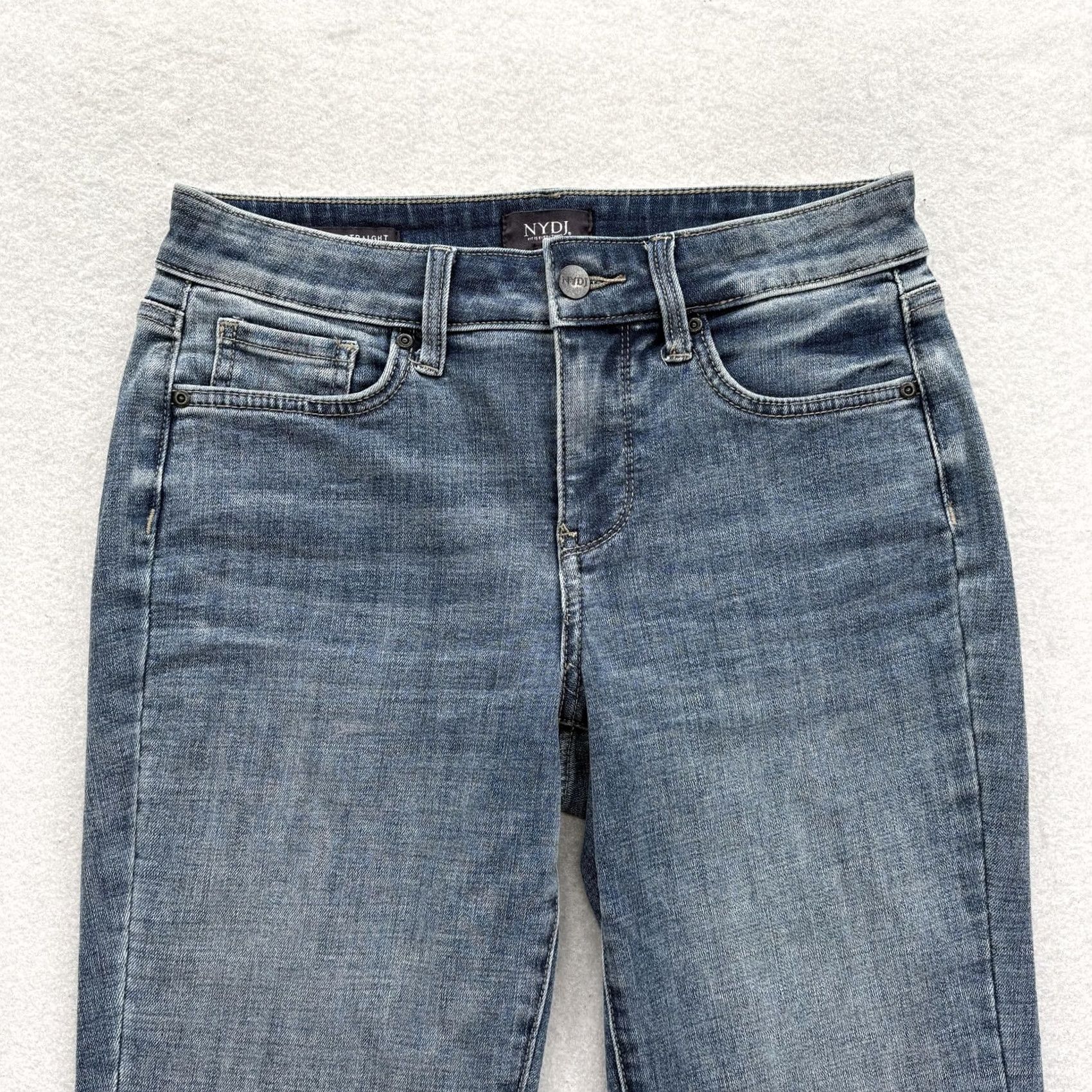NYDJ NYDJ Marilyn Straight Jeans Womens Blue Size 2 Mid Rise Stretch Shaping Crop Raw Hem Size 26" / US 2 / IT 38 - 2 Thumbnail