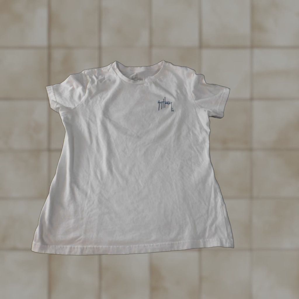 Guy Harvey Guy Harvey Womens Shirt Small White Graphic Tee Beach Island Cap Sleeve Crew Neck T-Shirt Cotton Rayon Casual Womens-Grade Regular Fit Size S / US 4 / IT 40 - 1 Thumbnail