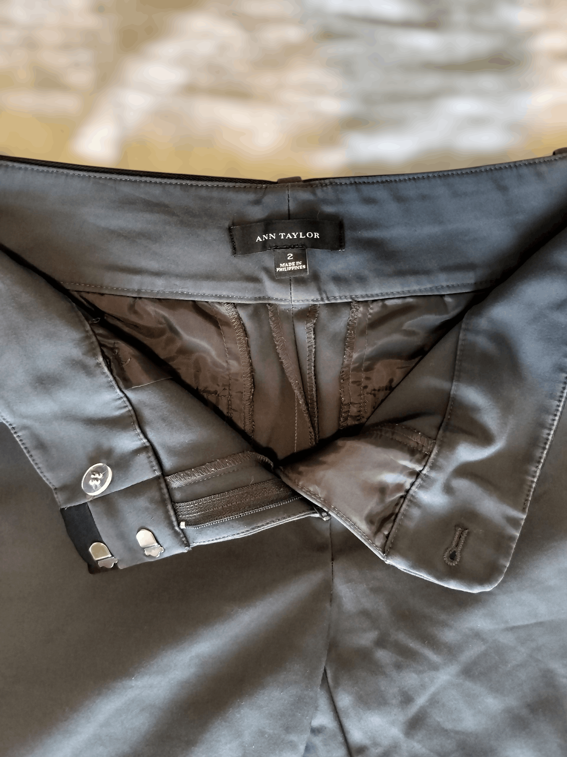 Ann Taylor Gray cotton blend tailored straight leg pants by Ann Taylor Size 26" / US 2 / IT 38 - 3 Thumbnail