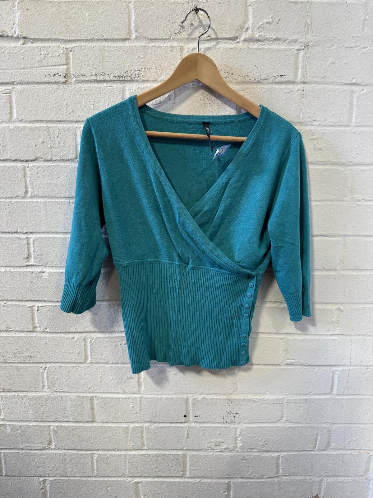Banana Republic Banana Republic Women's Teal Wrap Top Size 14 Size L / US 10 / IT 46 - 1 Thumbnail