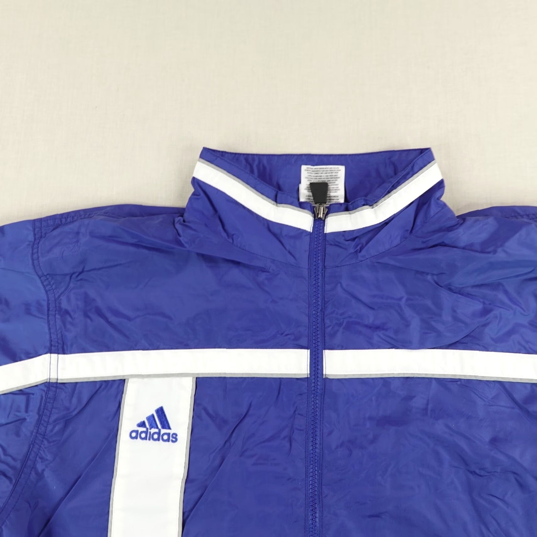 Adidas VINTAGE adidas Jacket Men M Blue White Windbreaker Track Coat Full Zip Y2k Size US M / EU 48-50 / 2 - 2 Thumbnail