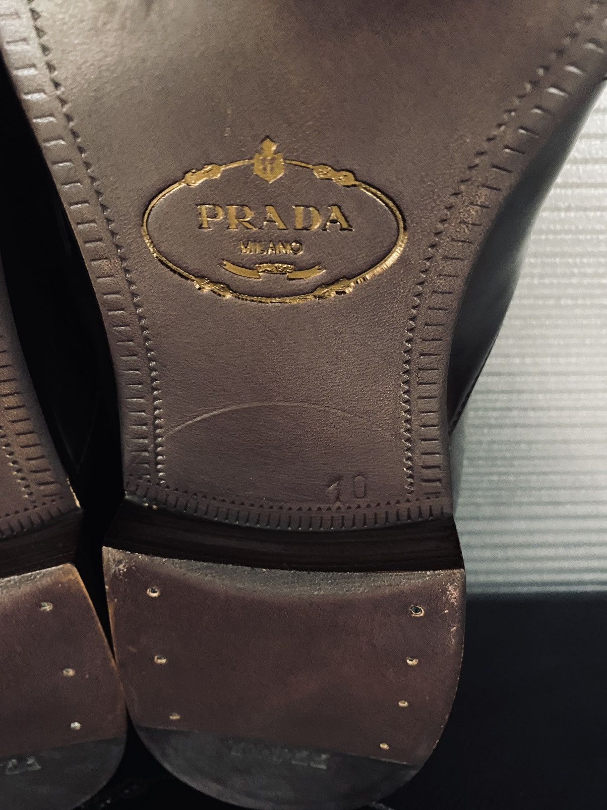 Prada Prada 🇮🇹 Bruciato wingtip toe medallion buckle loafer 11 NEW Size US 11 / EU 44 - 14 Thumbnail