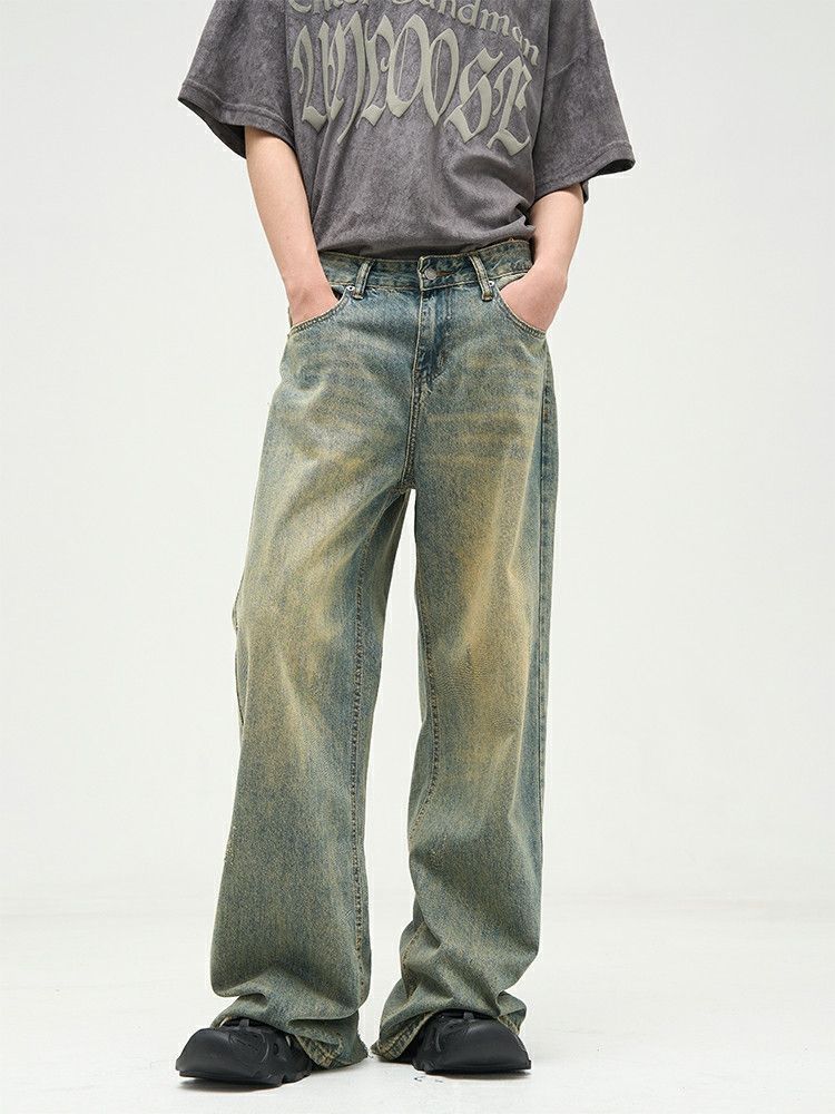 faded bootcut flared grunge damaged jeans