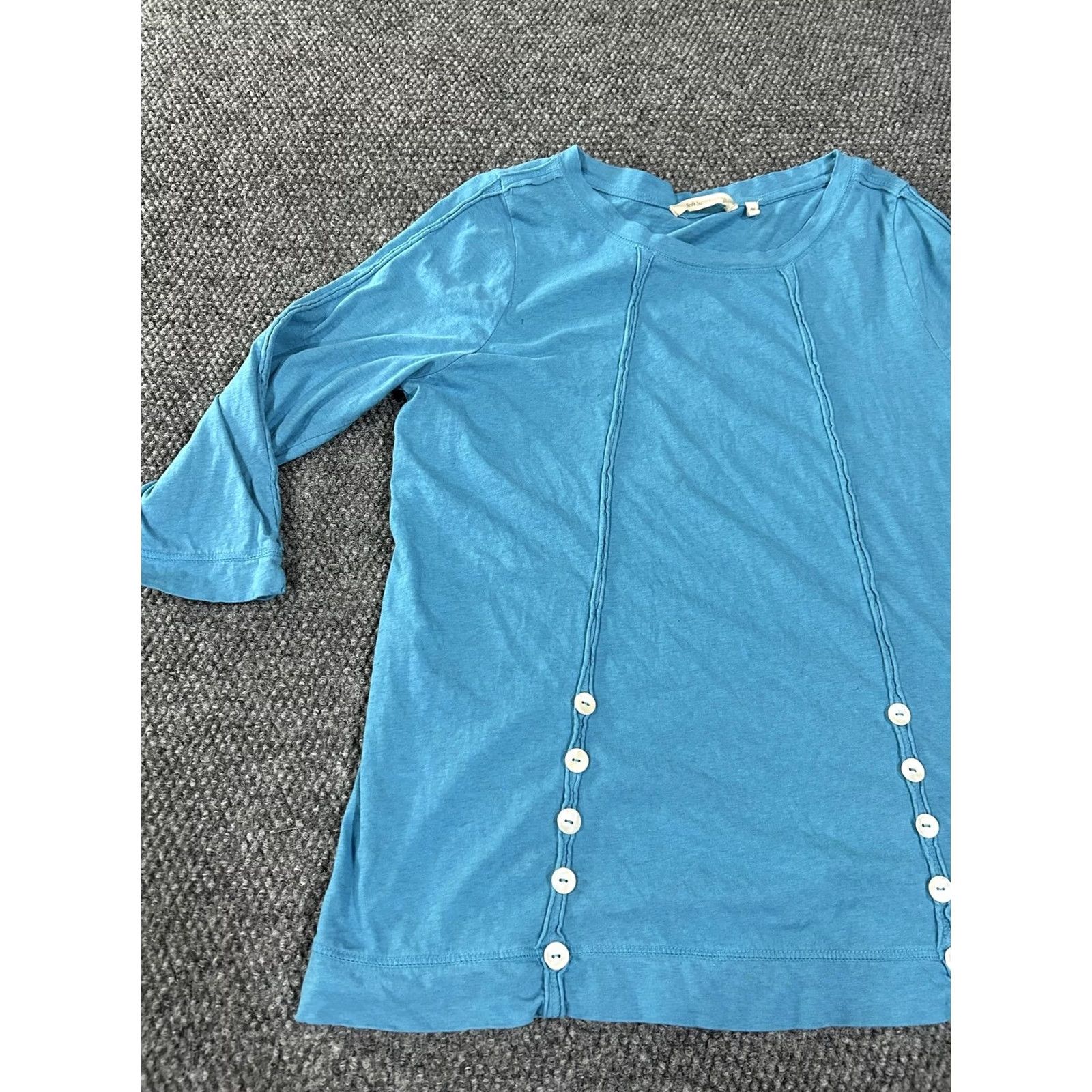 Soft Surroundings Soft Surroundings Shirt Womens PXL Blue 3/4 Sleeve Button Tunic Cotton Top Size XL / US 12-14 / IT 48-50 - 2 Thumbnail