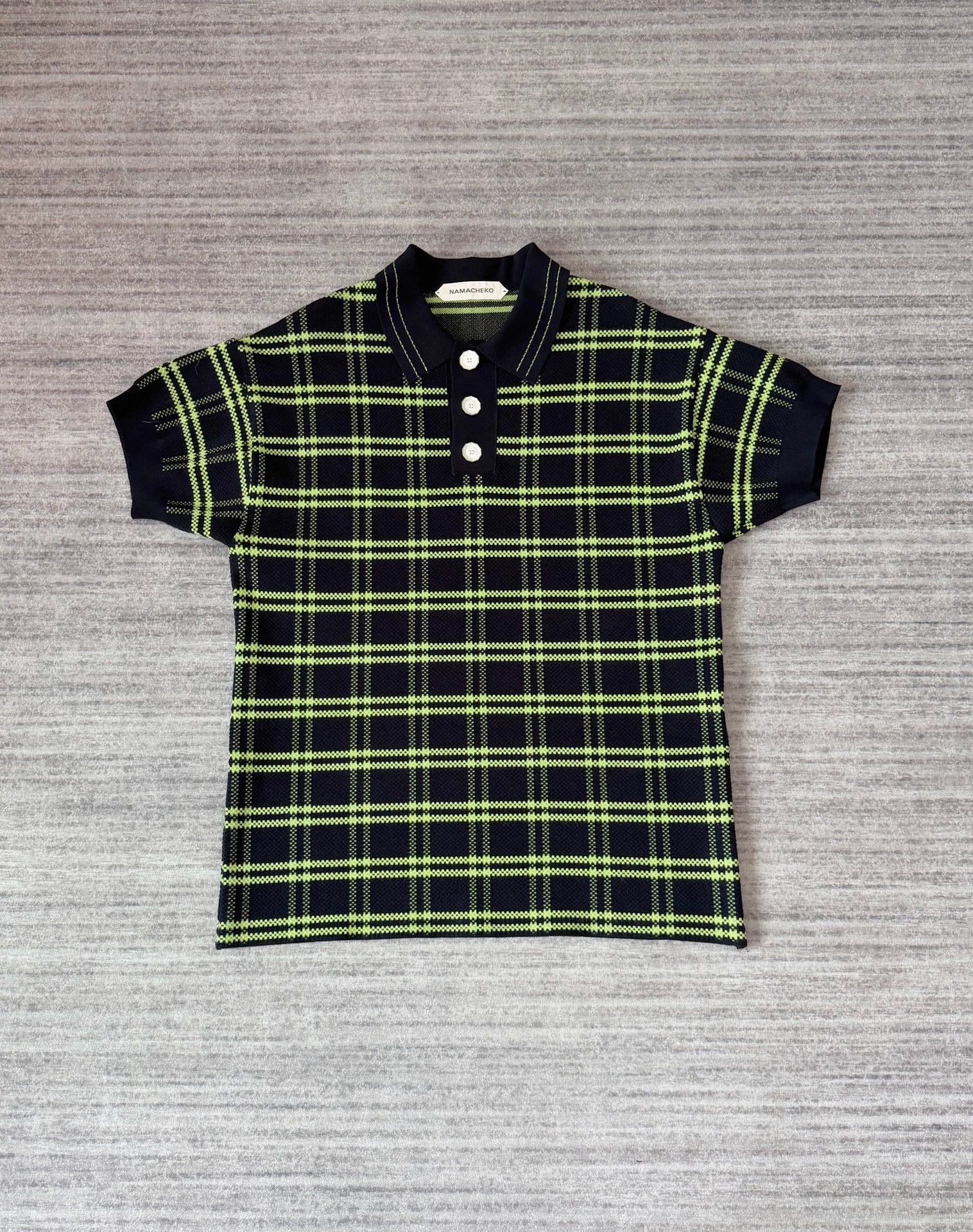 Namacheko Namacheko Plaid Knit Short Sleeve Polo Black Green Size XS / US 0-2 / IT 36-38 - 1 Thumbnail