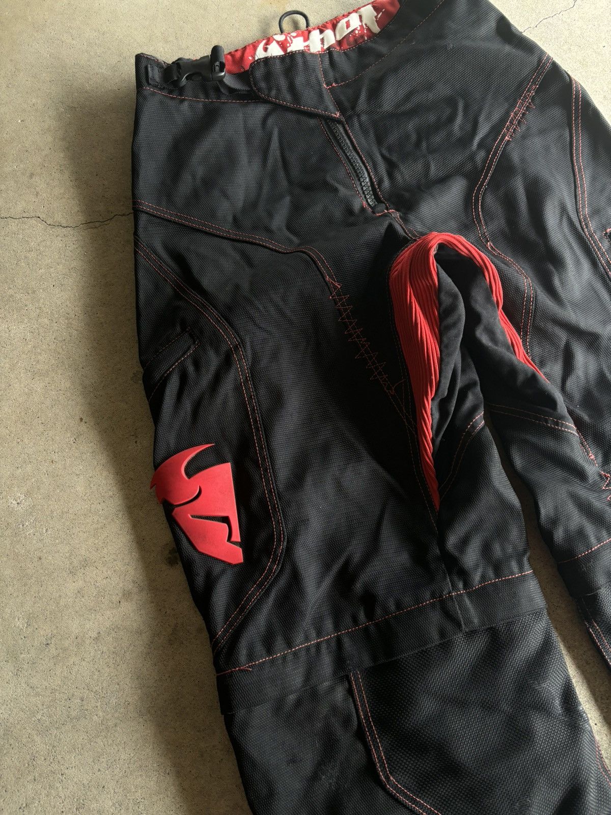 Vintage Crazy Thor Motocross Wide Leg Thick Red Accent Black Pants Size US 30 / EU 46 - 6 Thumbnail