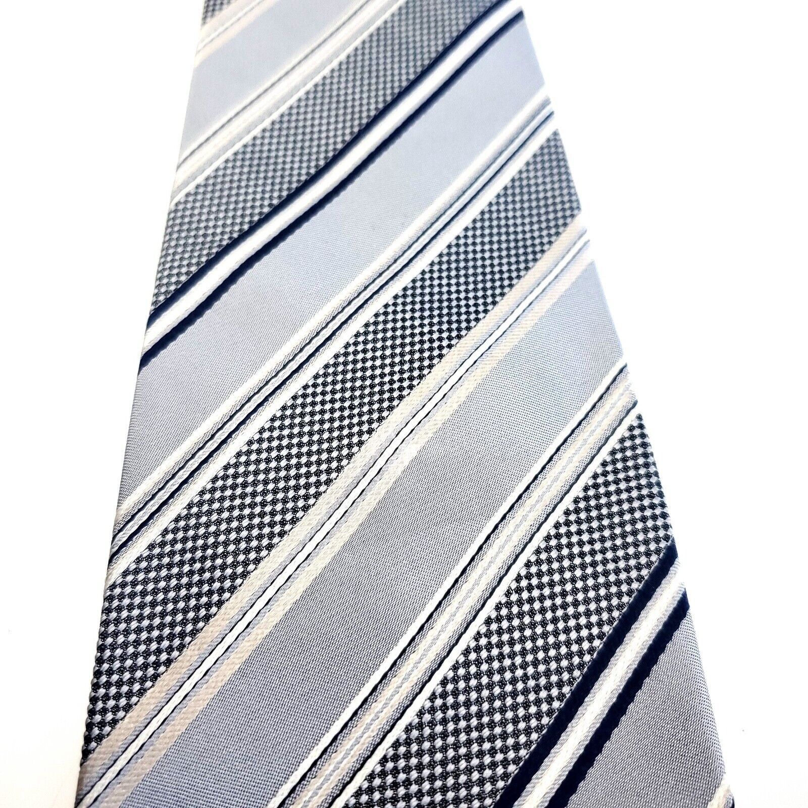 Pierre Cardin Pierre Cardin Silk Tie Gray Striped Woven Wide Size ONE SIZE - 2 Thumbnail