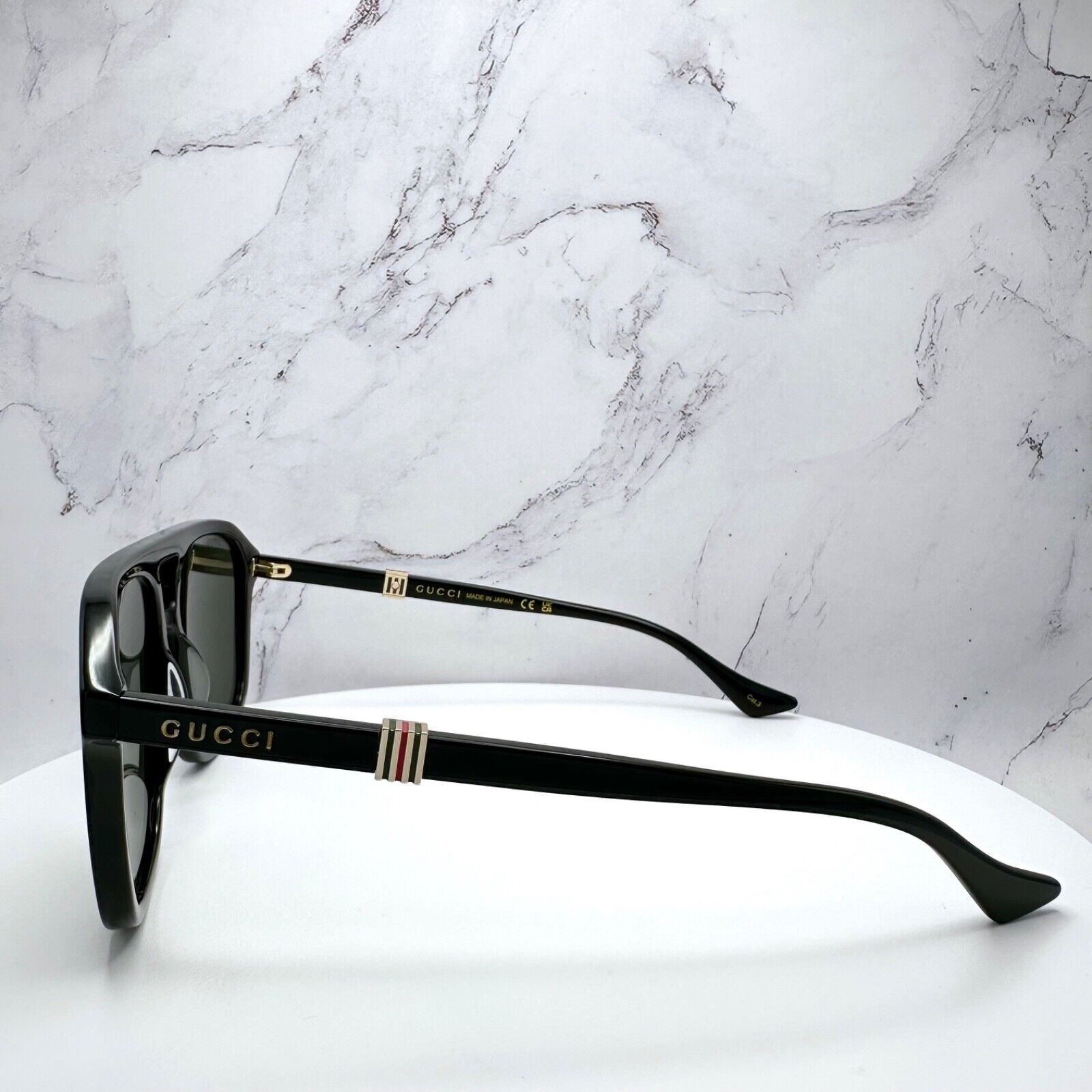 Gucci New Gucci Sunglasses Black Aviator Red Green Gold Logo Size ONE SIZE - 14 Thumbnail