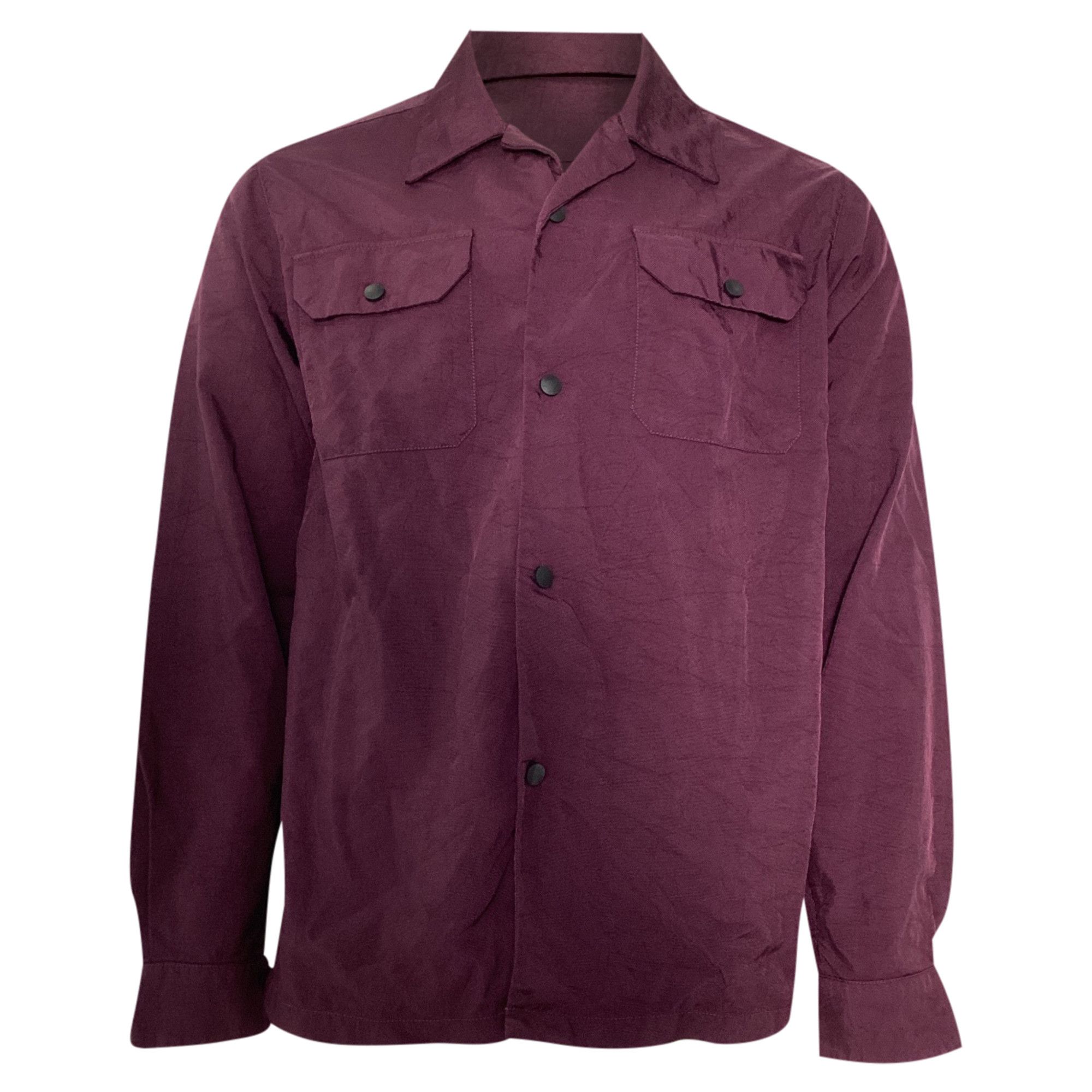 Acne Studios Acne Studios Buttoned Long Sleeve Shirt in Burgundy Nylon Size US XL / EU 56 / 4 - 1 Thumbnail