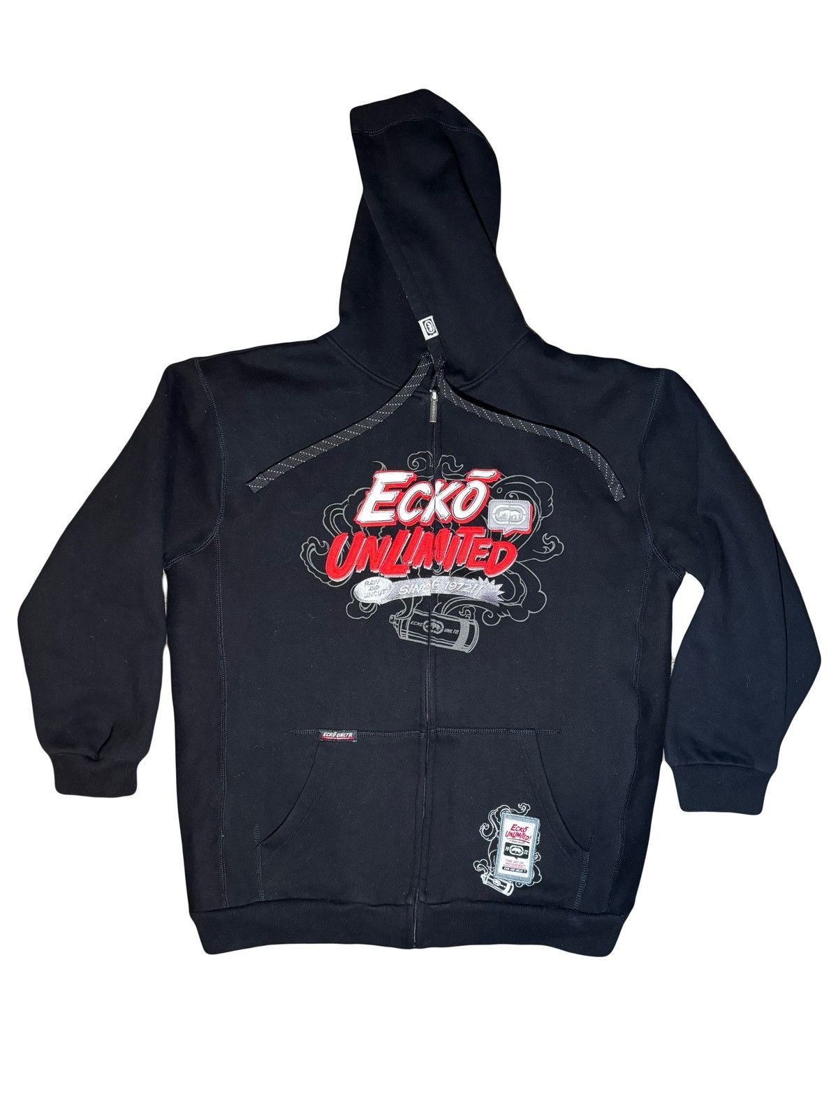 image of Ecko Unltd x Vintage Ecko Reversible Zip Up Hoodie Size XL in Black, Men's