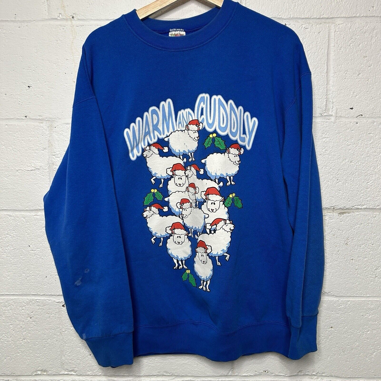 Vintage Vintage Christmas Sweatshirt “Warm & Cuddly” Sheep Size US XL / EU 56 / 4 - 1 Thumbnail