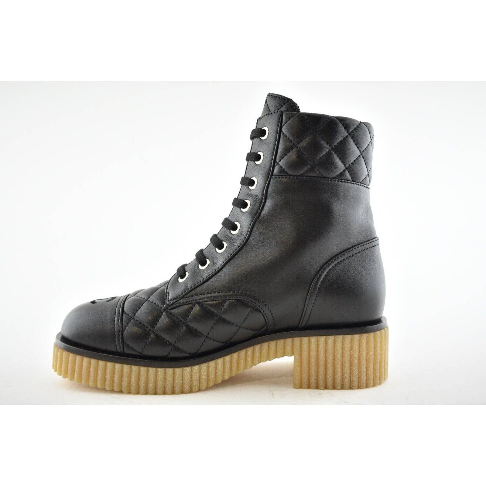 Chanel Chanel 20B Black Quilted CC Platform Combat Lace Up Ankle Size US 7.5 / IT 37.5 - 7 Thumbnail