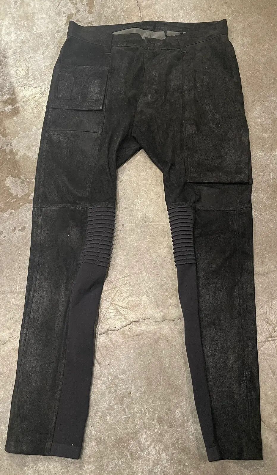image of Rick Owens Leather Memphis Pants in Black, Men's (Size 32)