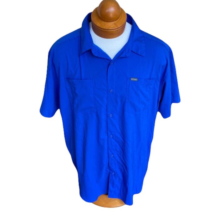 Columbia Columbia Mens Shirt Size XL Royal Blue Short Sleeve Solid