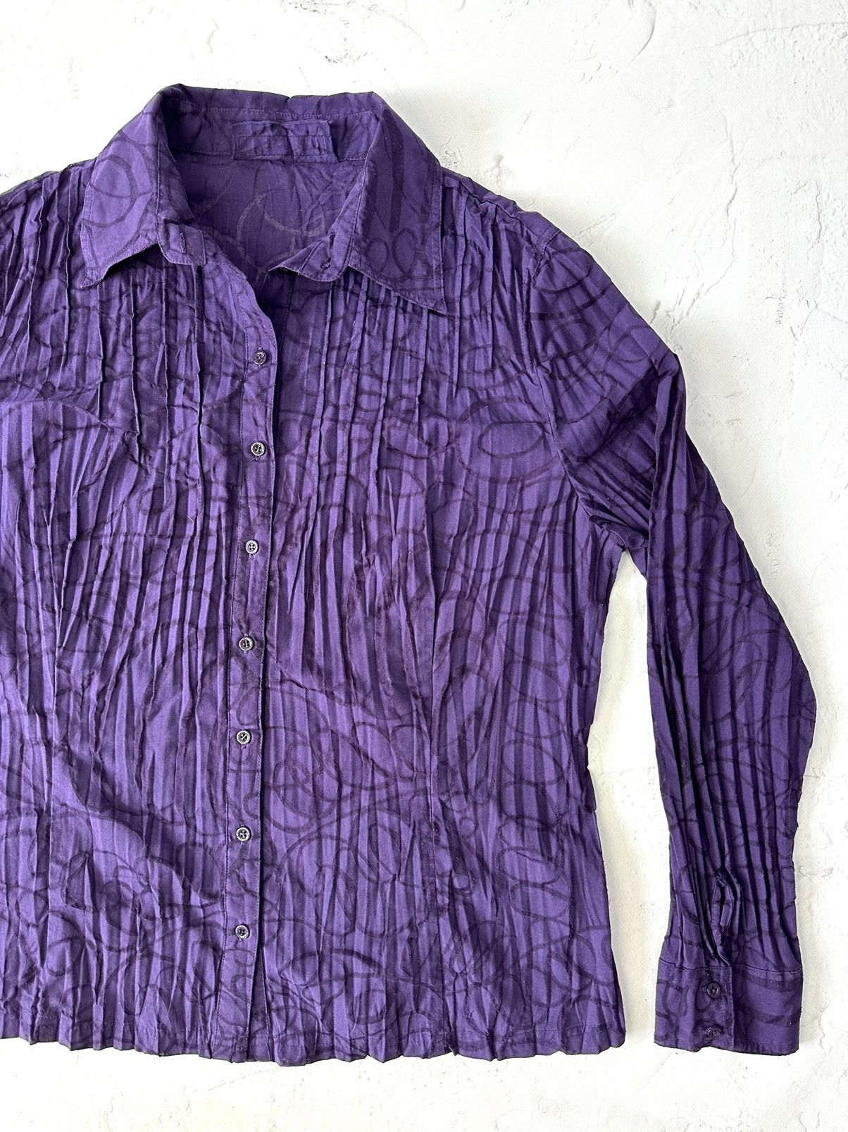 Vintage Vintage Issey Miyake Style Pleated Shirt Size L / US 10 / IT 46 - 2 Thumbnail