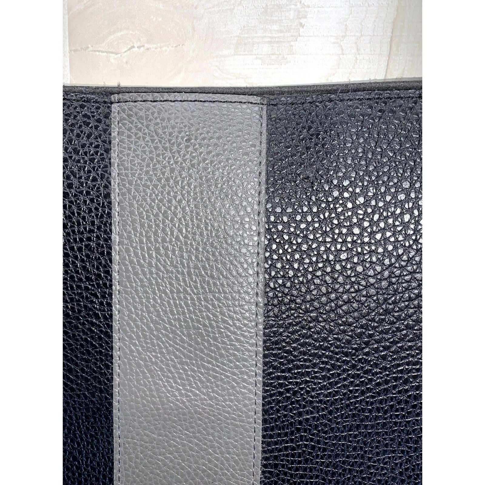 Vince Camuto Vince Camuto Tote Carryall All Leather Bag Purse Black/Gray -5376 Tote, Large, Pebbled, Vegan, Gray Hardware Women Size ONE SIZE - 3 Thumbnail