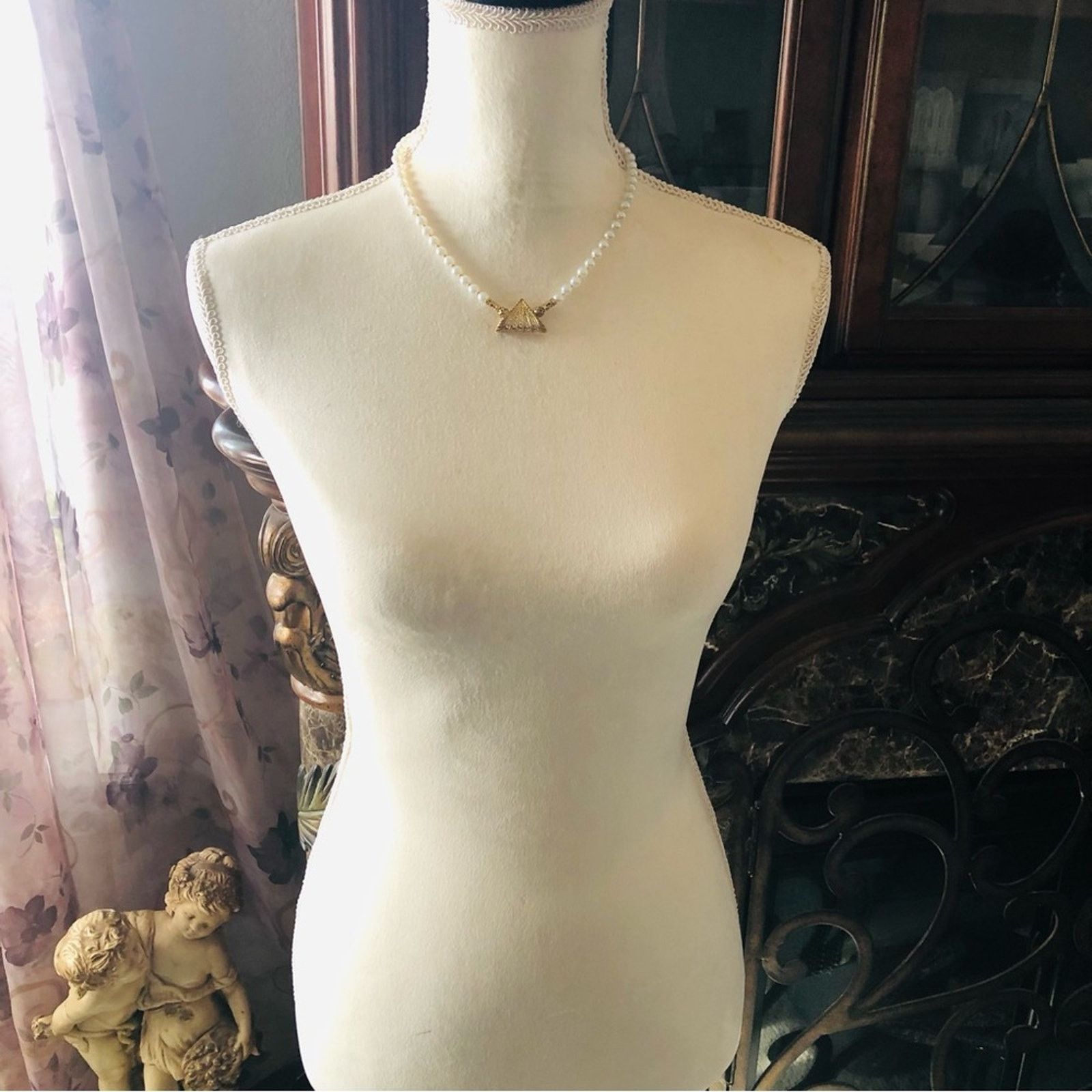 Handmade Handcrafted repurpose rhinestone pendant Pearl necklace Size ONE SIZE - 7 Thumbnail