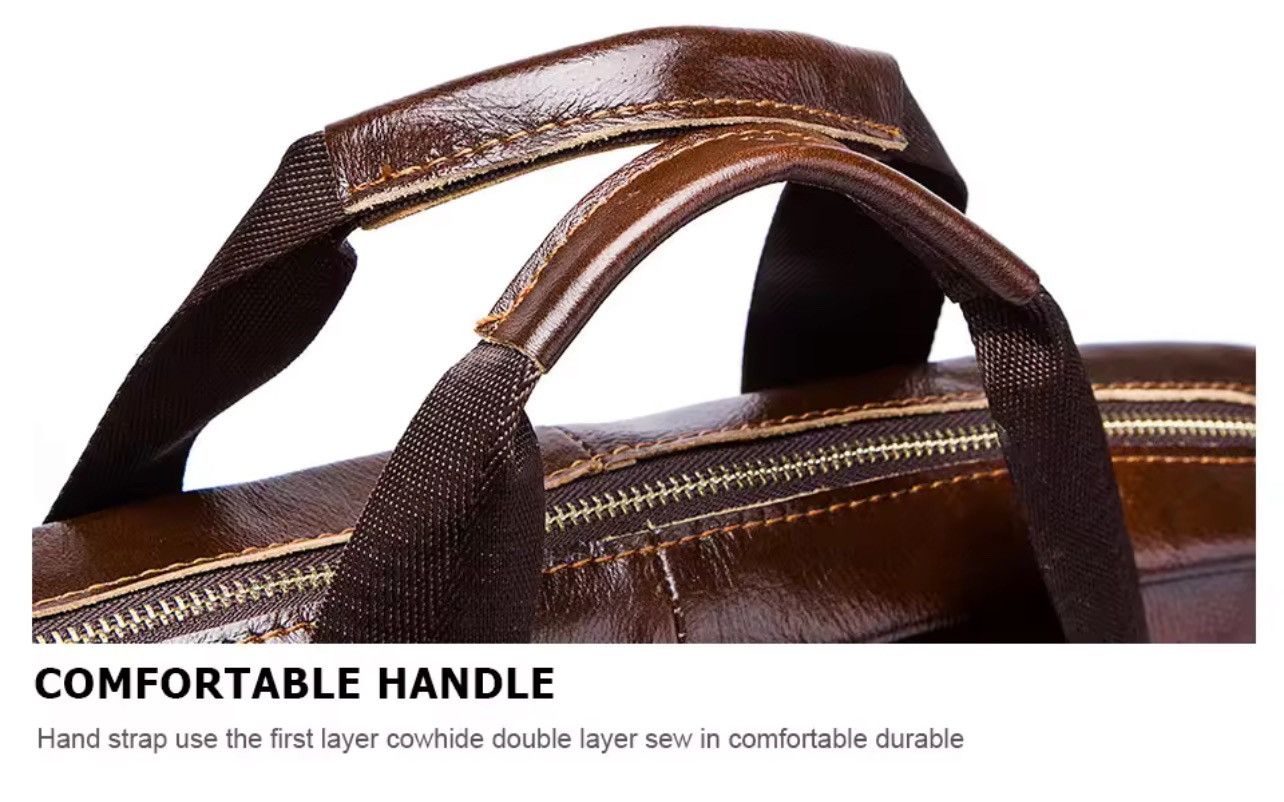 Leather Vintage Brown Leather Duffel Bag | Premium Travel Weekender Size ONE SIZE - 13 Thumbnail