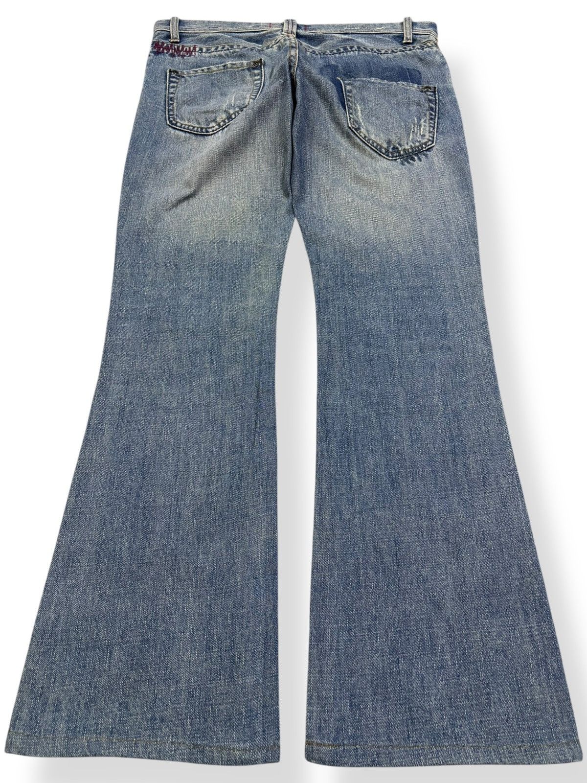 Kapital Vtg Japanese Brand Ia:rl Patchwork Flare Distressed Jeans Size 30" / US 8 / IT 44 - 2 Thumbnail