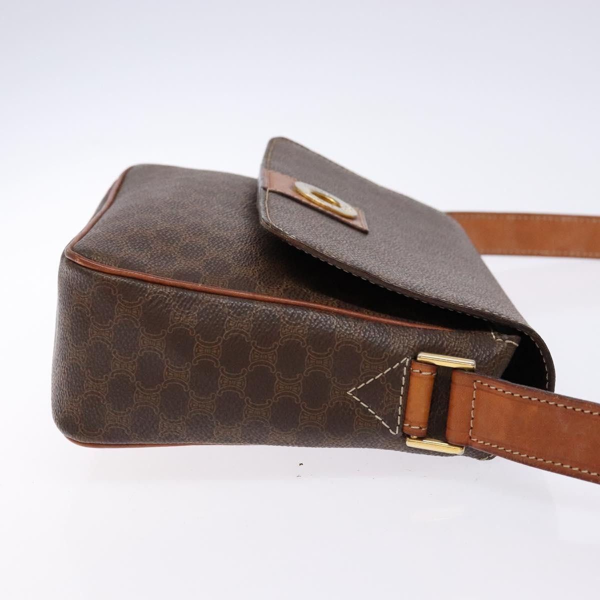 Celine CELINE Macadam Canvas Shoulder Bag Pvc Leather Brown Gold Size ONE SIZE - 4 Thumbnail