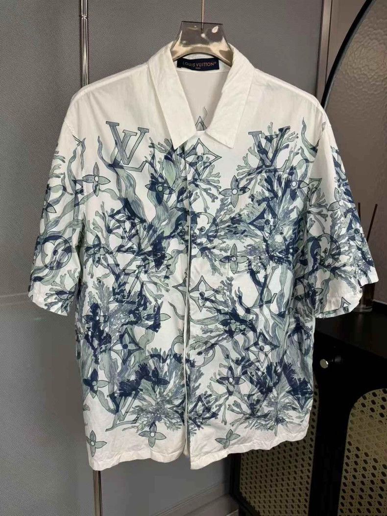 Louis Vuitton Louis Vuitton White Blue Seaweed Full Print Shirt Short Sle Size US L / EU 52-54 / 3 - 1 Thumbnail