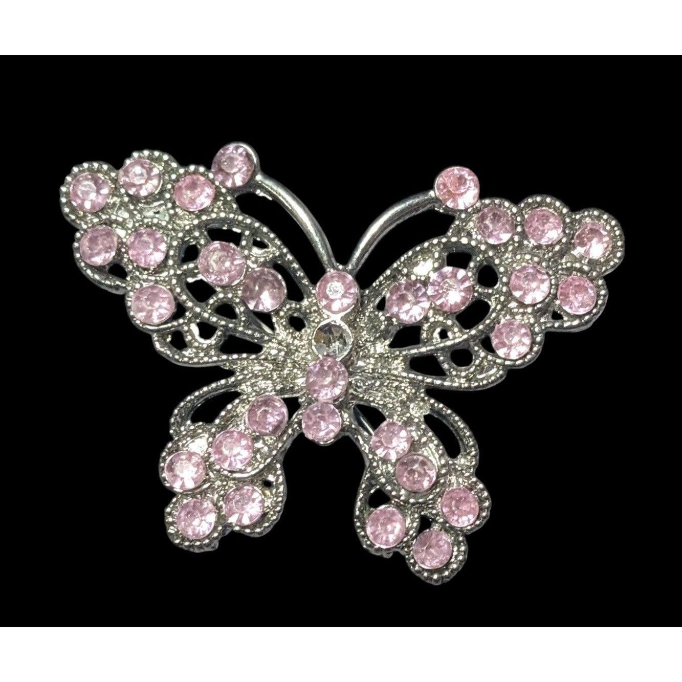 Other Fairycore Pink Gemmed Silver Tone Butterfly Brooch Size ONE SIZE - 2 Thumbnail