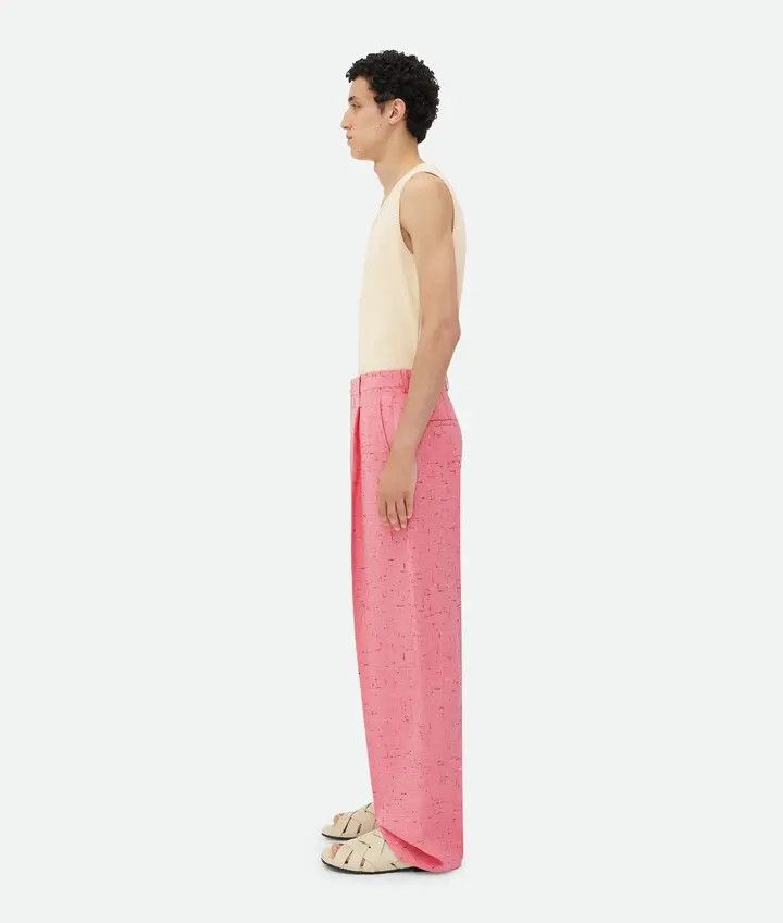 Bottega Veneta o1s1rm1125 Textured Criss-Cross Viscose Silk Trousers Pink Size US 28 / EU 44 - 2 Thumbnail