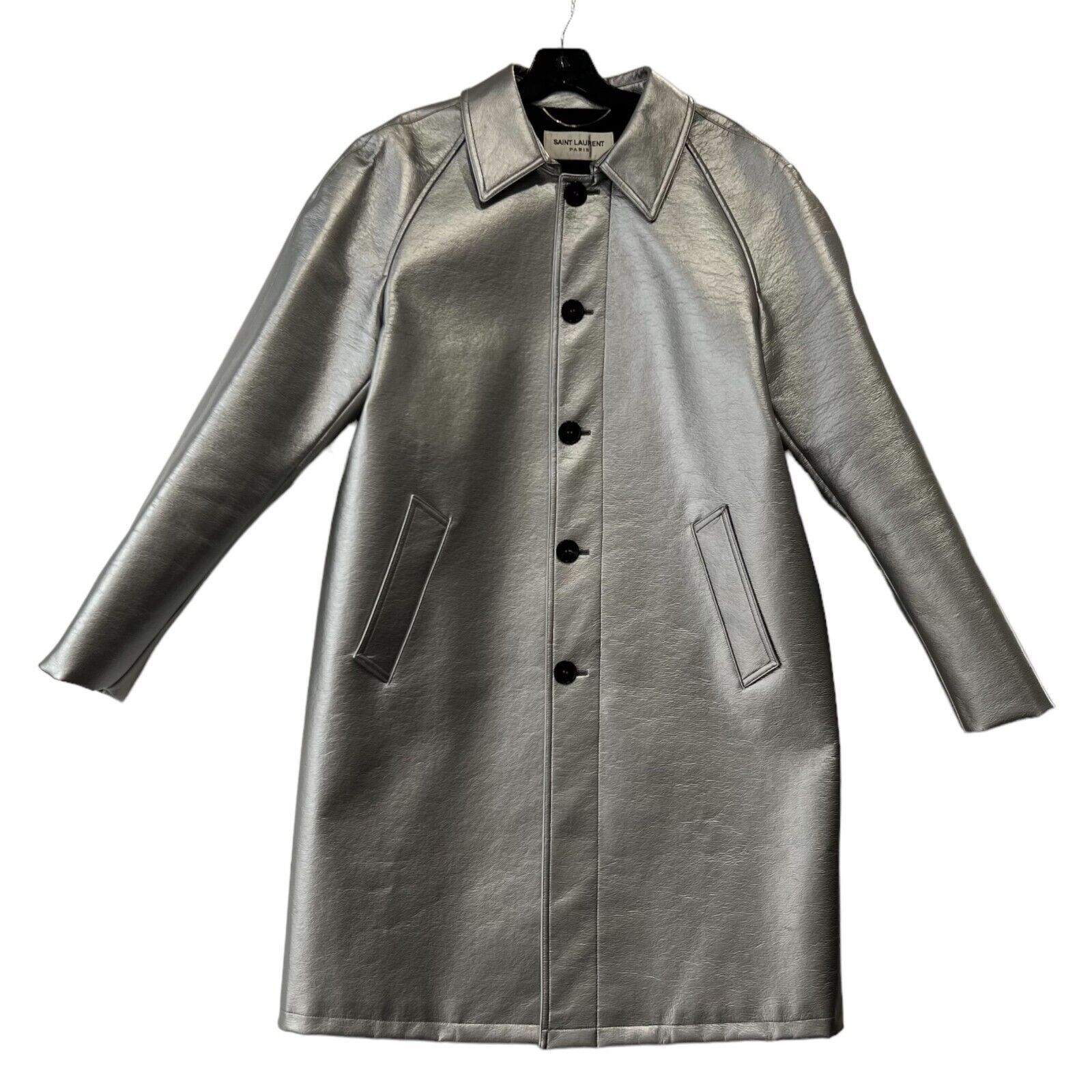 Saint Laurent Paris Fall 2015 Silver Metallic Jacket Men's Size US M / EU 48-50 / 2 - 2 Thumbnail