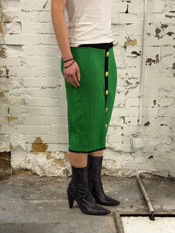 Balmain Balmain Green Buttoned Skirt Size 27" / US 4 / IT 40 - 2 Thumbnail