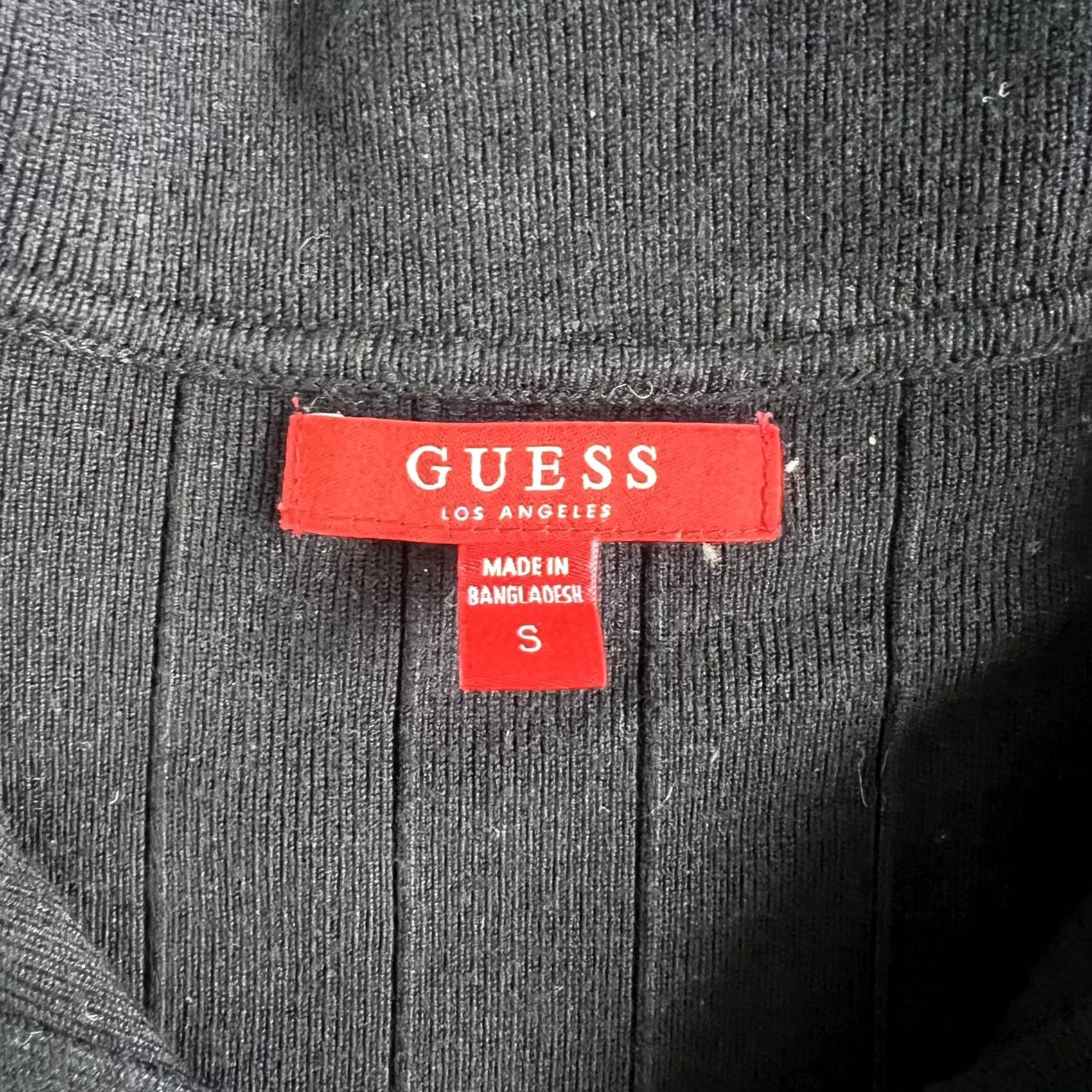 Guess Guess Dress Womens Small Black Knit Collared Short Sleeve Zip Bodycon Sweater Size S / US 4 / IT 40 - 2 Thumbnail