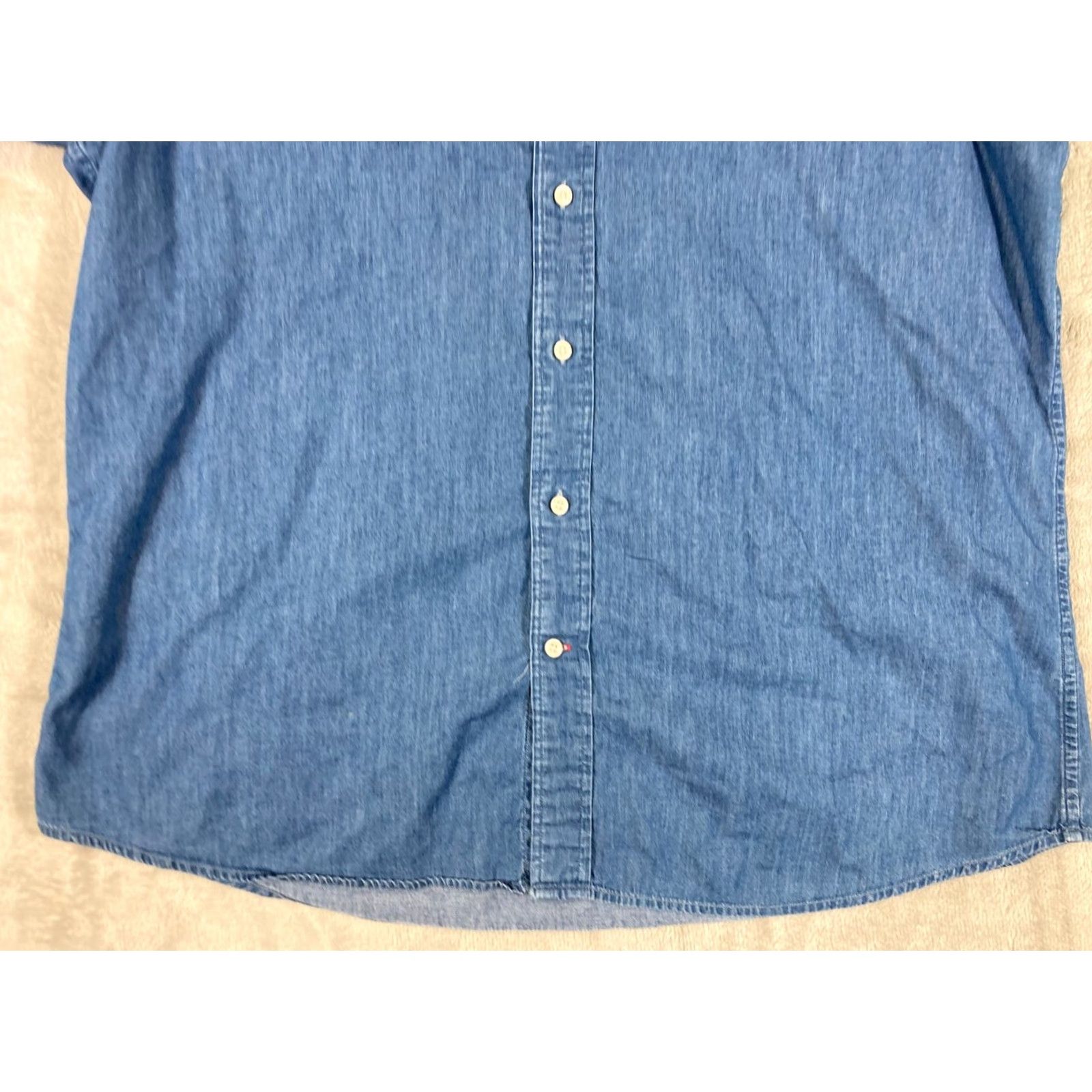 Cremieux Cremieux Classics Denim Button Down Shirt Mens XL Blue Cotton Short Sleeve Western Leveraging Button-Up Style Size US XL / EU 56 / 4 - 4 Thumbnail